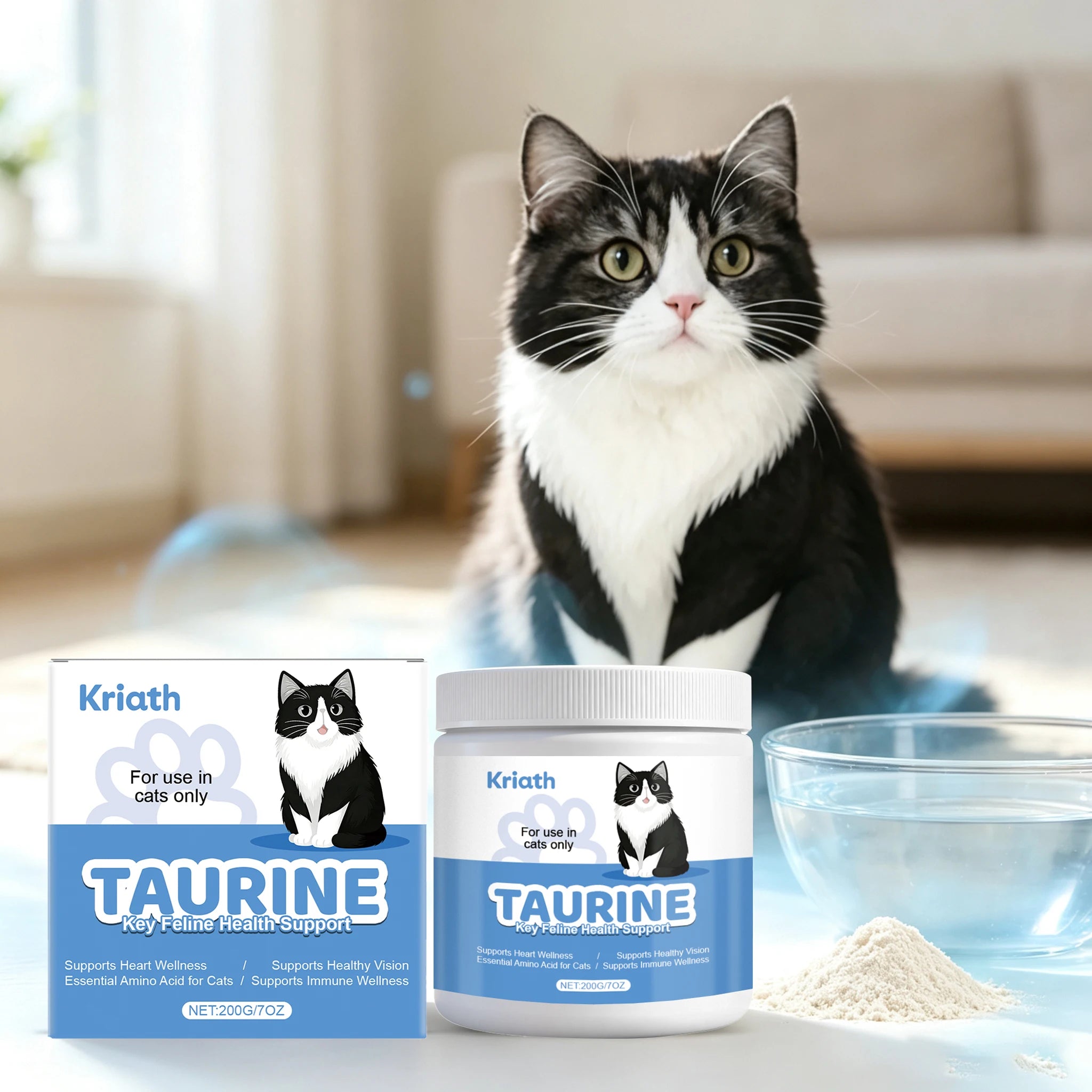 200g Cat Taurine Powder Natural Formula Rich Nutrients Relief Discomfort Promote Pet Health Maintain Pet Oral Mild Pet Taurine Powder for Dogs & Cats