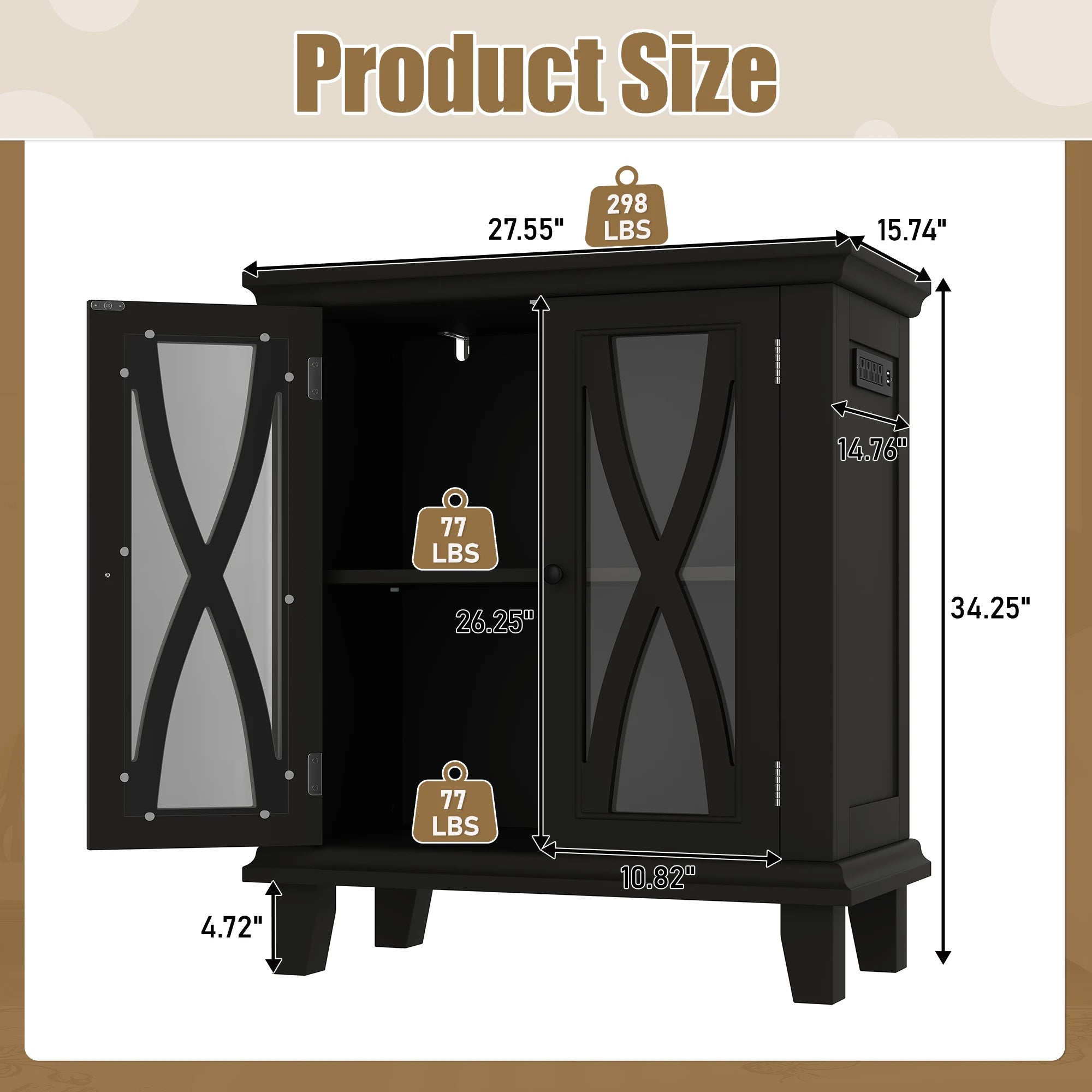 20-Gallon Fish Tank Stand with 25W Power Outlets Farmhouse Decorative Rectangular Aquarium Stand Furniture Adjustable