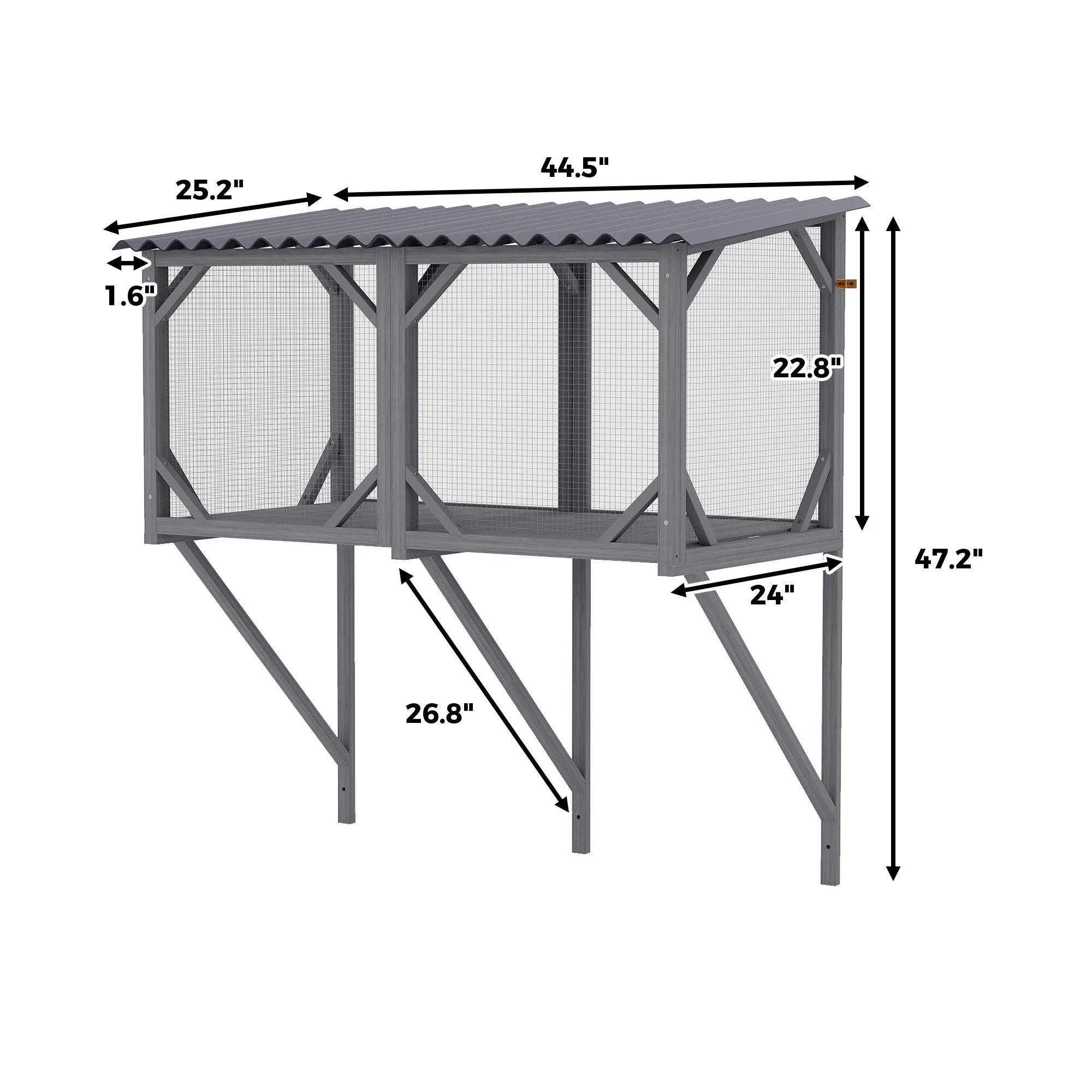 Modern Cat Catio Indoor Window Perch Waterproof Cat Box Enclosure Mosquito-Proof Net Solid Pattern