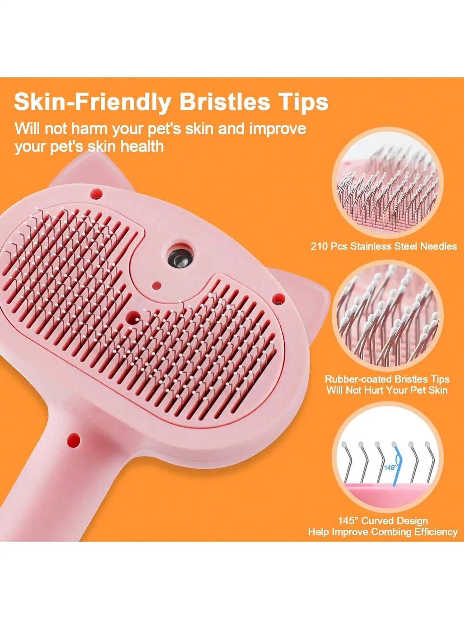 Antistatic Steam Pet Grooming Brush, Portable Steam Cat Comb for Home Pet Care, Suitable for Cats & Dogs