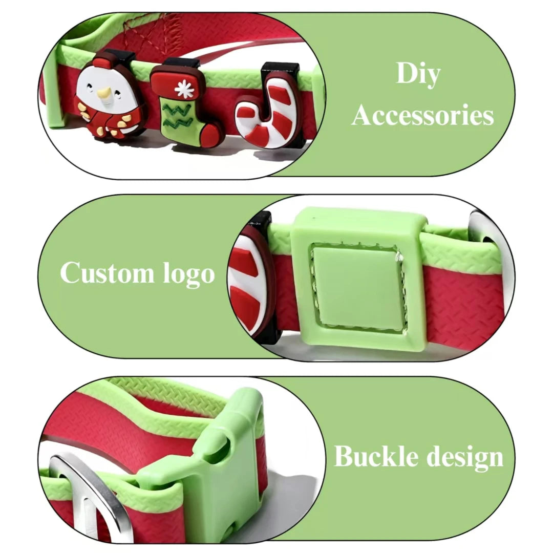 Luxury Waterproof Solid PVC Adjustable Dog Collar and Leash Set for Small/Medium/Large Dogs-Holiday Christmas Pet Accessories