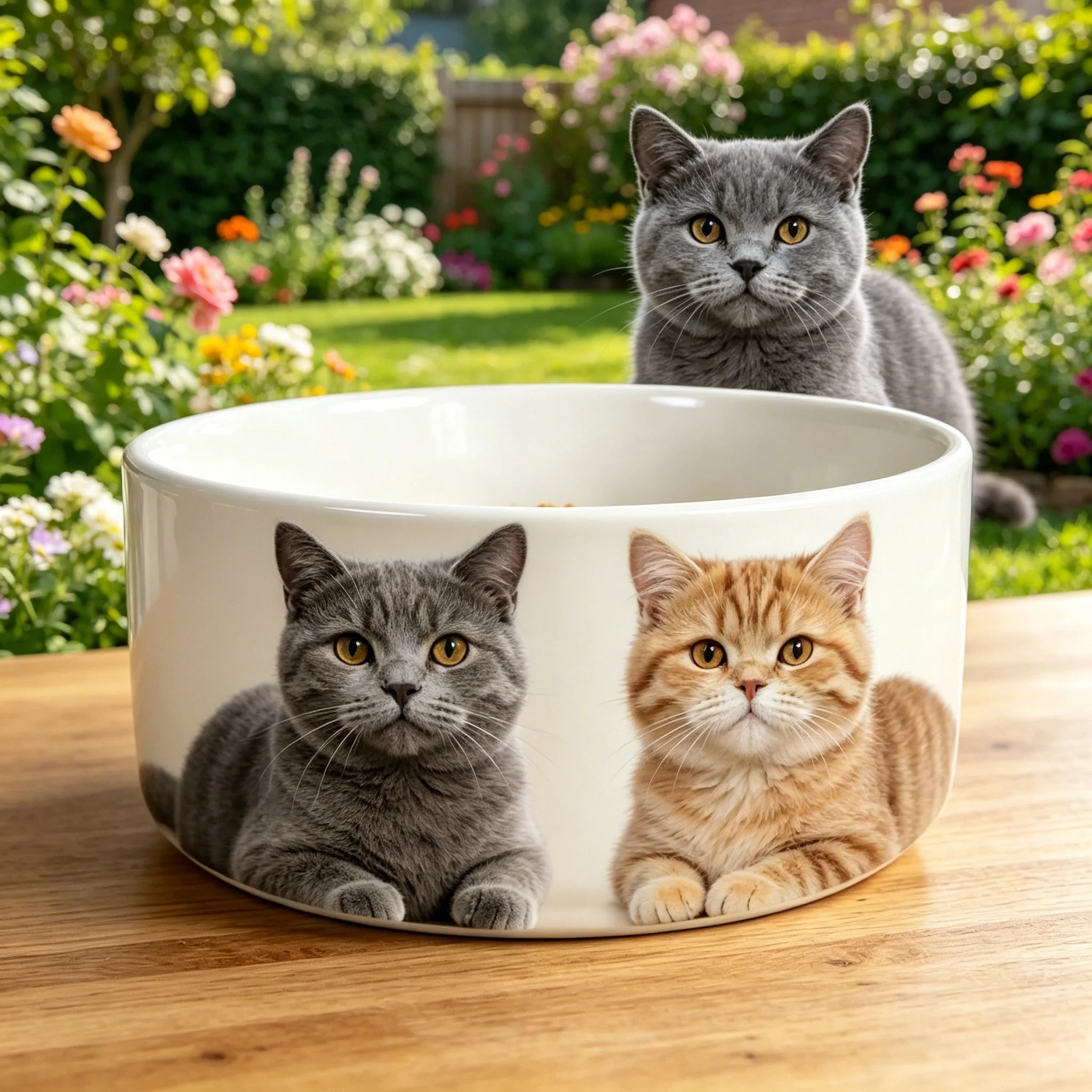 Large Custom Photo White Porcelain Dog Bowl 18cm Sublimation Printed Personalized Ceramic Pet Food Water Feeder