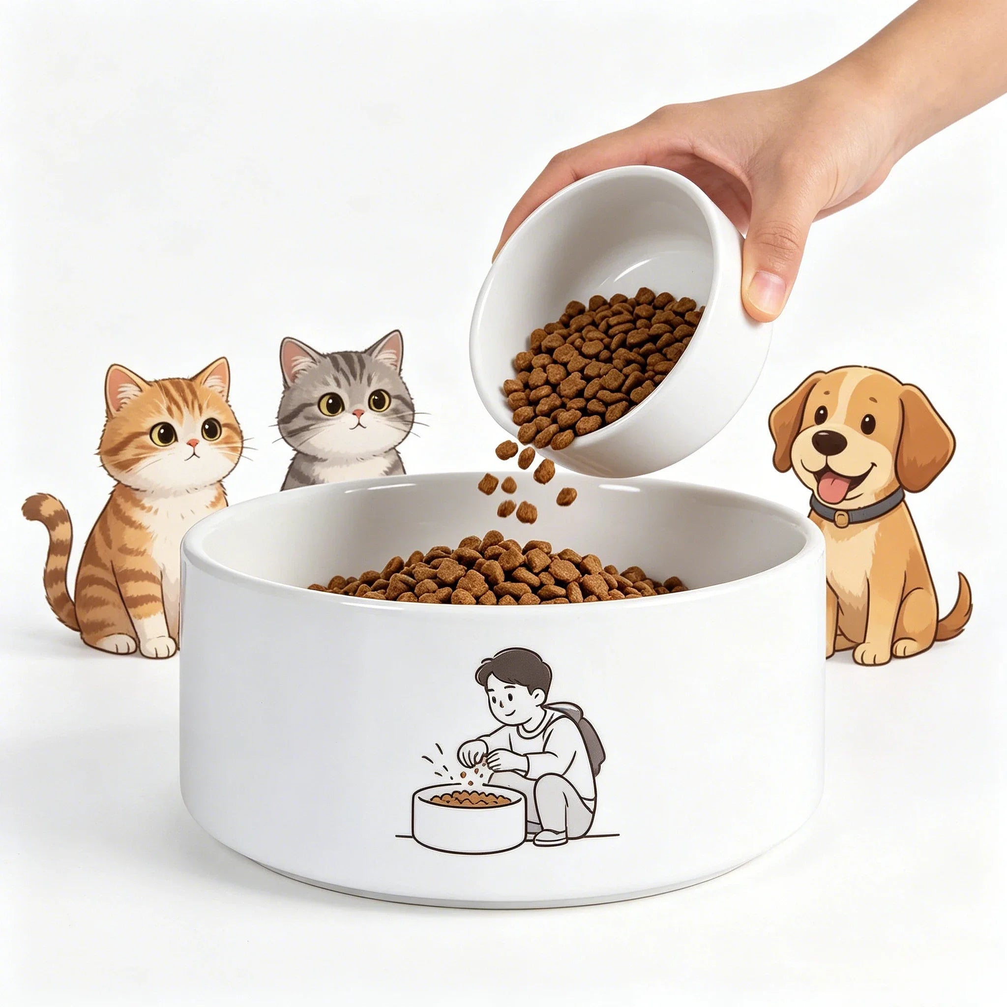 Pet Accessories US Warehouse Stock Blank Cat Food Bowl 600ml Personalized Pattern Printed Ceramic Kitten Water Bowl Custom