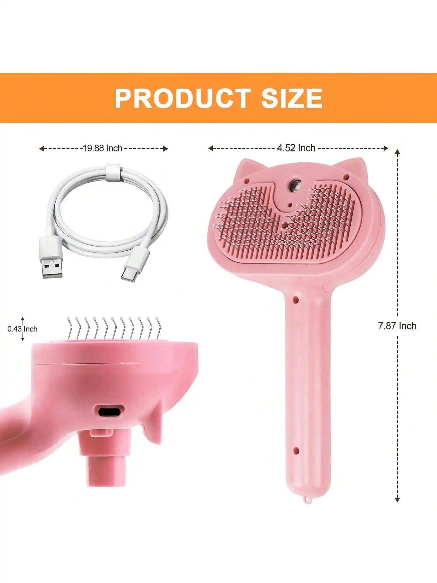 Antistatic Steam Pet Grooming Brush, Portable Steam Cat Comb for Home Pet Care, Suitable for Cats & Dogs