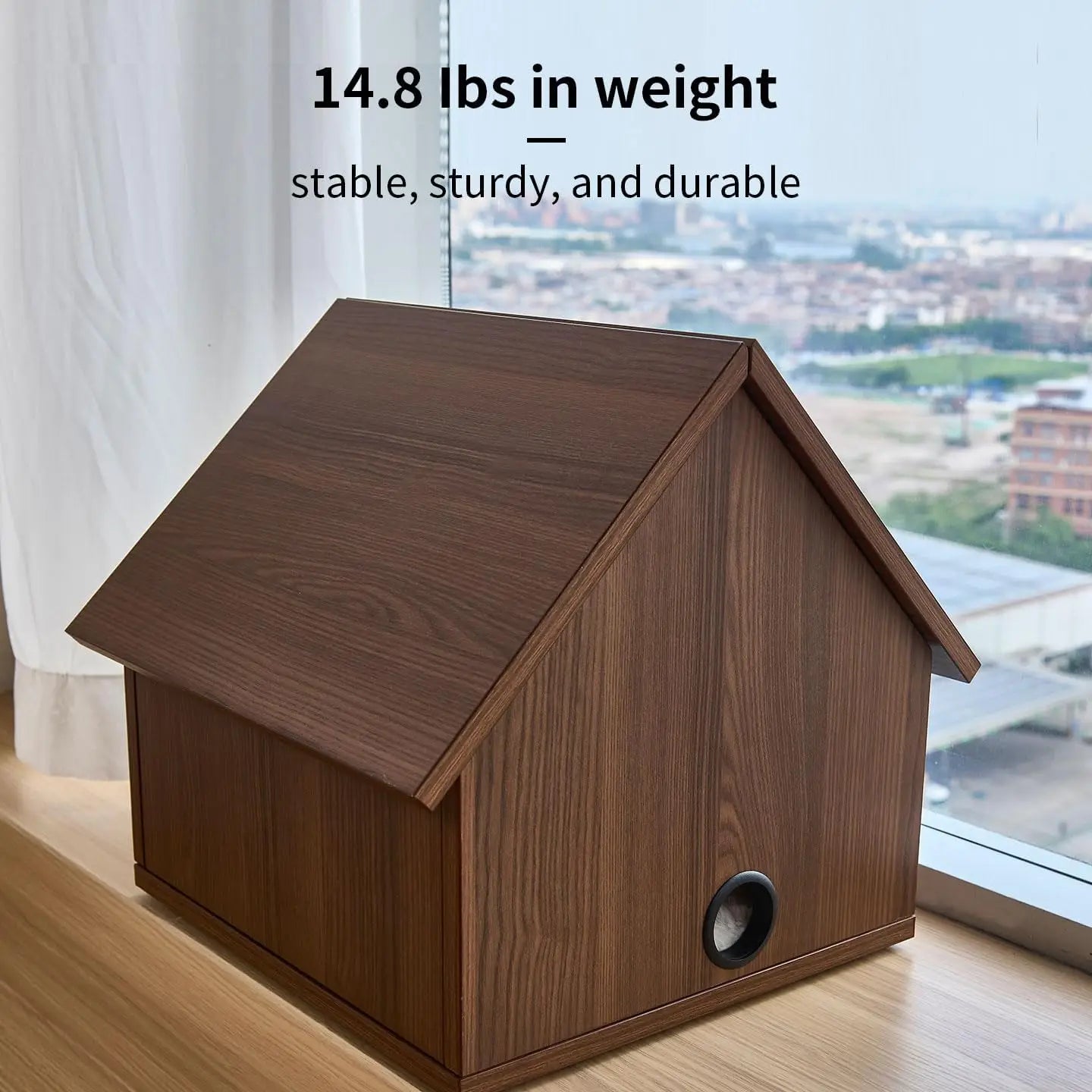Smile Wood Cat House Small Medium Large Modern Design Indoor Outdoor Pet House With Push Up Closure