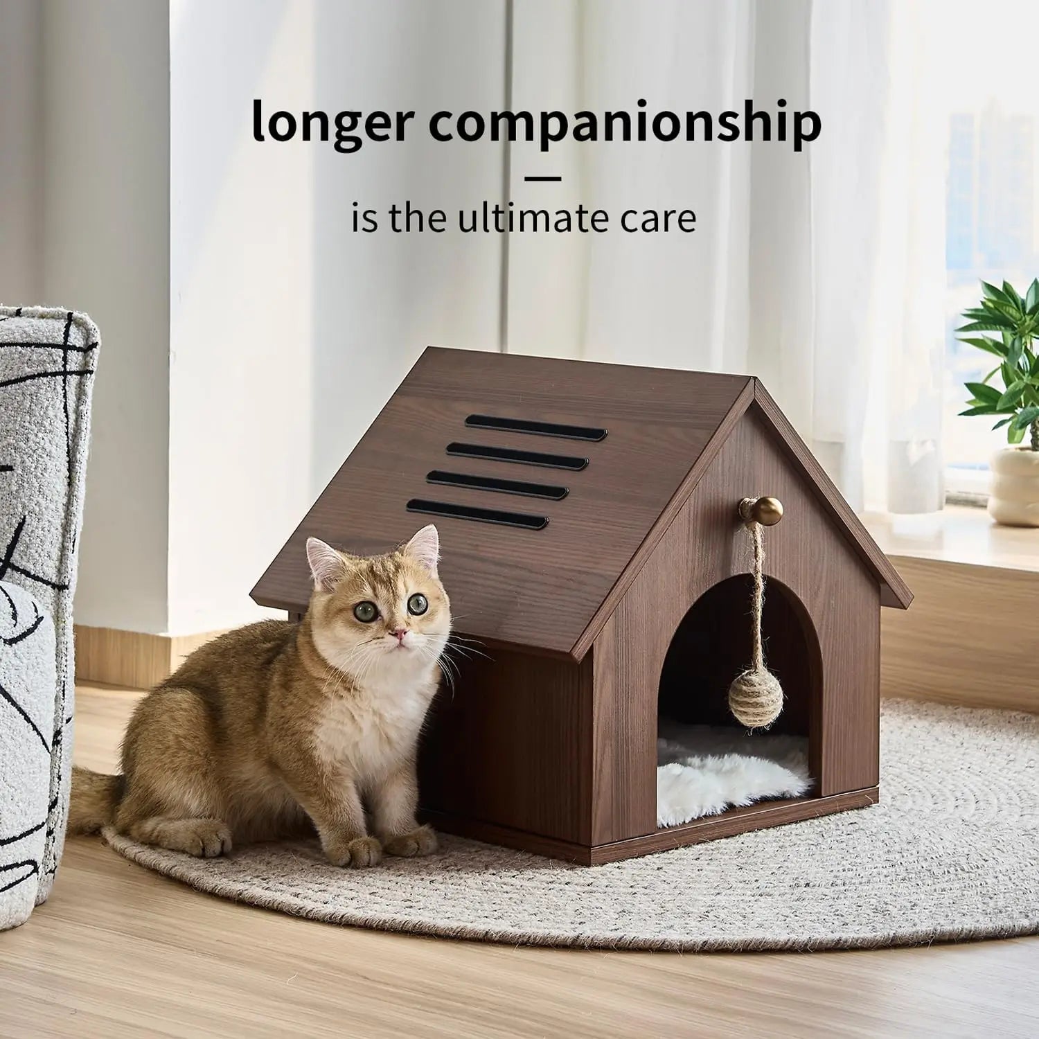 Smile Wood Cat House Small Medium Large Modern Design Indoor Outdoor Pet House With Push Up Closure
