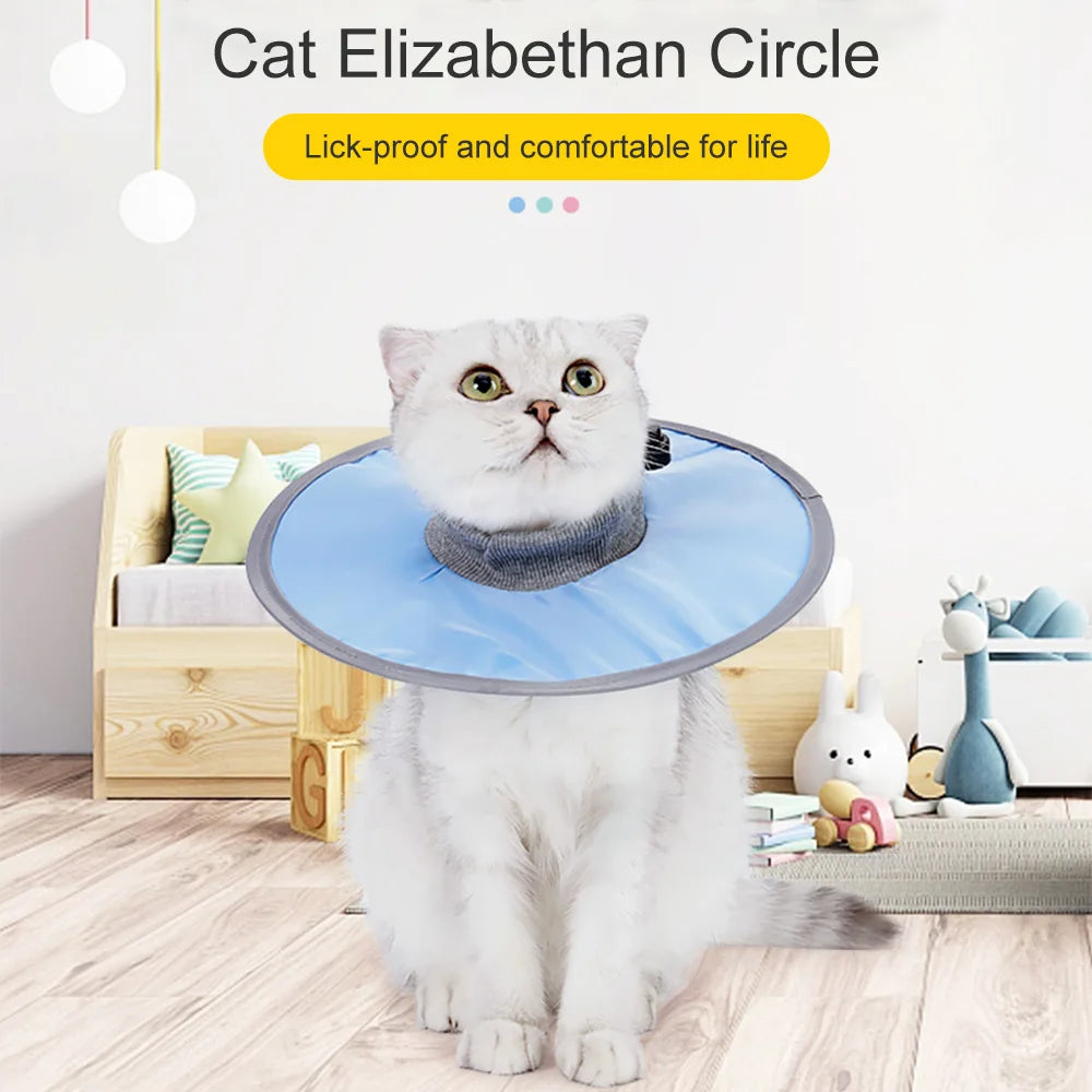 Adjustable Soft Cat Elizabethan Collar, Waterproof Anti-Lick Pet Cone for Wound Healing & Prevent Biting