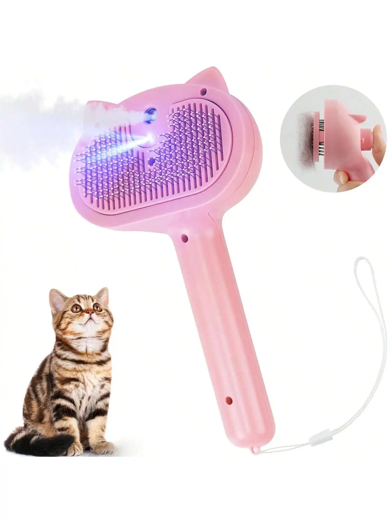 Antistatic Steam Pet Grooming Brush, Portable Steam Cat Comb for Home Pet Care, Suitable for Cats & Dogs
