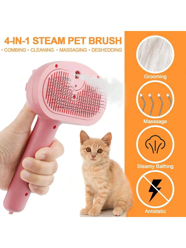 Antistatic Steam Pet Grooming Brush, Portable Steam Cat Comb for Home Pet Care, Suitable for Cats & Dogs