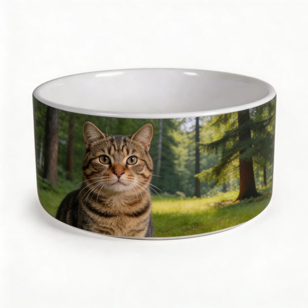 Large Custom Photo White Porcelain Dog Bowl 18cm Sublimation Printed Personalized Ceramic Pet Food Water Feeder