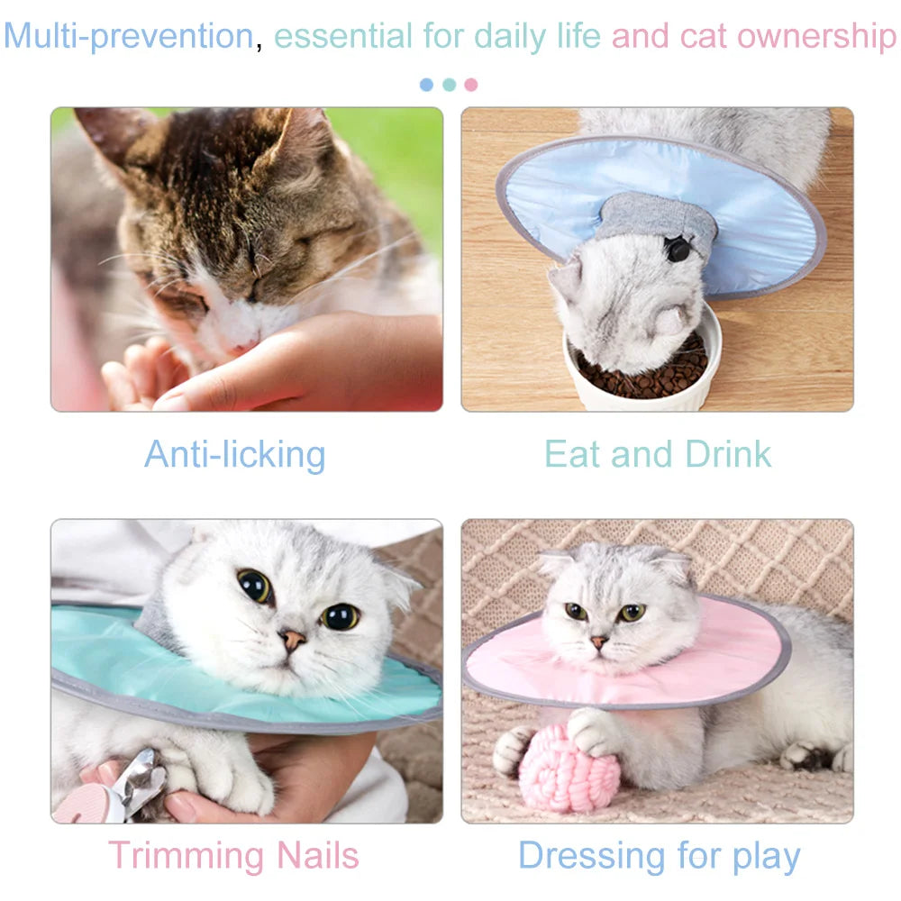 Adjustable Soft Cat Elizabethan Collar, Waterproof Anti-Lick Pet Cone for Wound Healing & Prevent Biting
