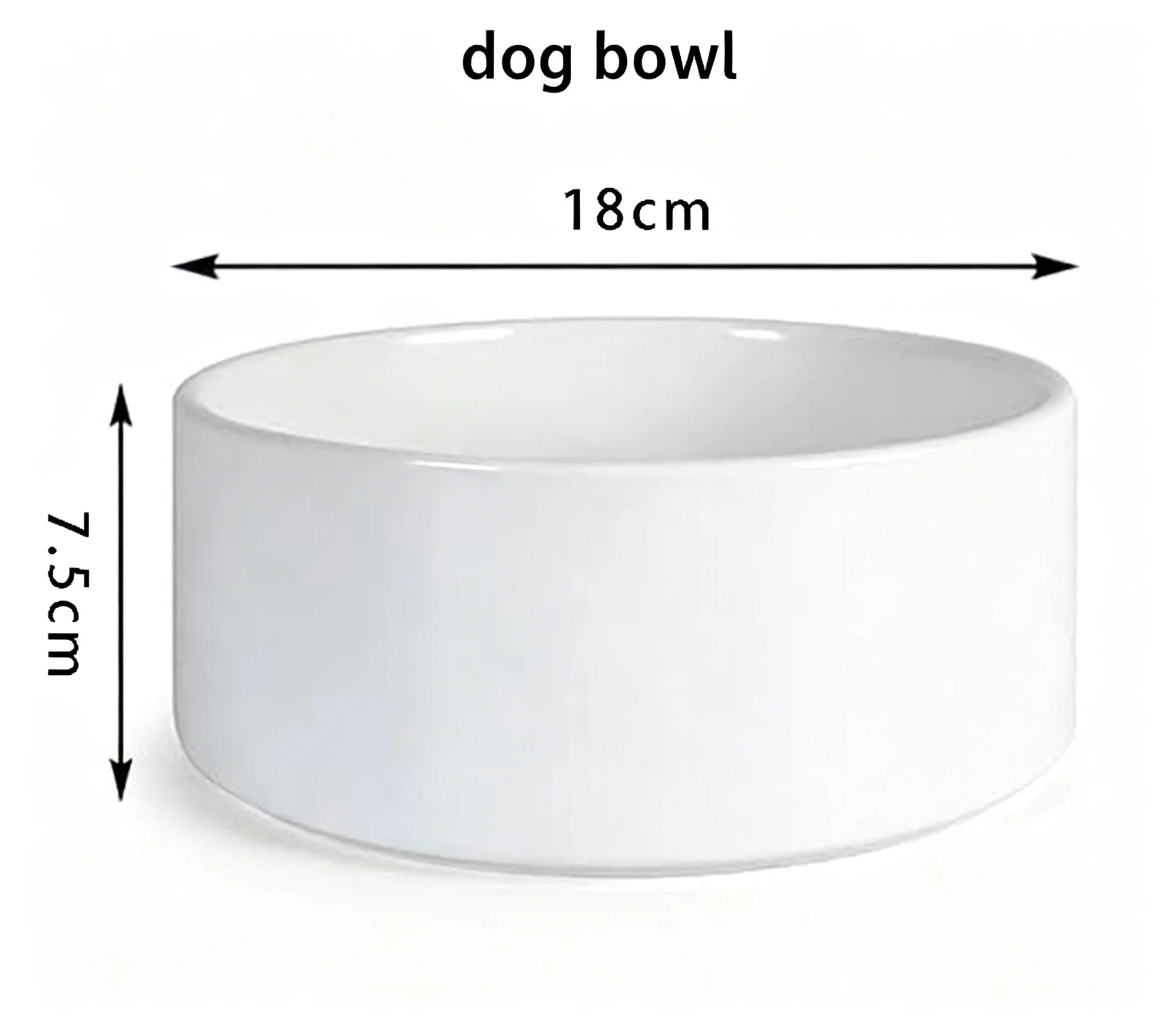 Large Custom Photo White Porcelain Dog Bowl 18cm Sublimation Printed Personalized Ceramic Pet Food Water Feeder