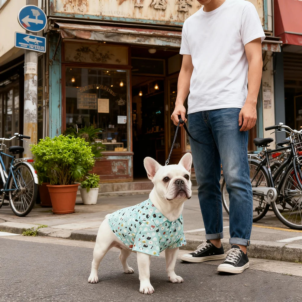 New Arrival Large Bulldog Rosette Pet Clothes Breathable Cotton Dog Shirts Print Pattern for Summer Spring Drop Ship Available