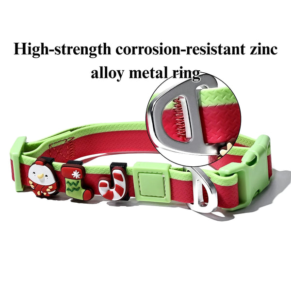 Luxury Waterproof Solid PVC Adjustable Dog Collar and Leash Set for Small/Medium/Large Dogs-Holiday Christmas Pet Accessories