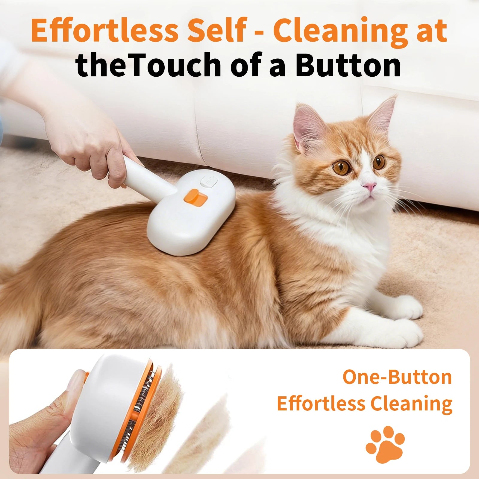 3-in-1 Stainless Steel Electronic Steam Brush Portable Useful Water-Sprayed Dematting Comb for Short Long-Haired Pets Dogs Cats