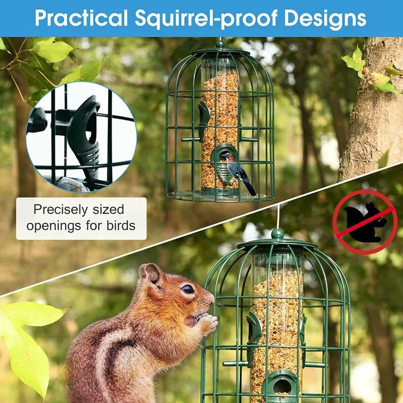 Squirrel-Proof Outdoor Metal Wild Bird Feeder with Tube & Seed Guard Deterrent for Outdoor Use Bird Supplies Product Category