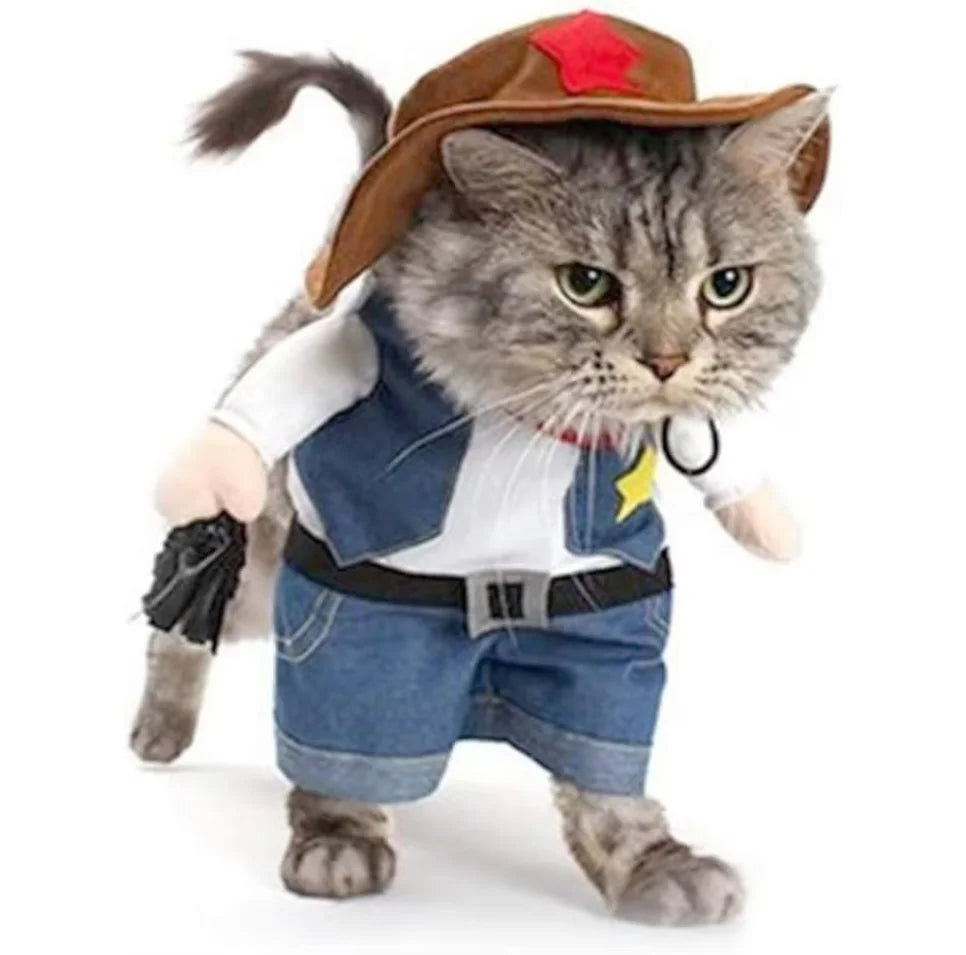 Funny Pet Dog Cat Halloween Costume Dog Cowboy Clothes Pet Dog Costumes for Small Dogs Cosplay Cat Accessories