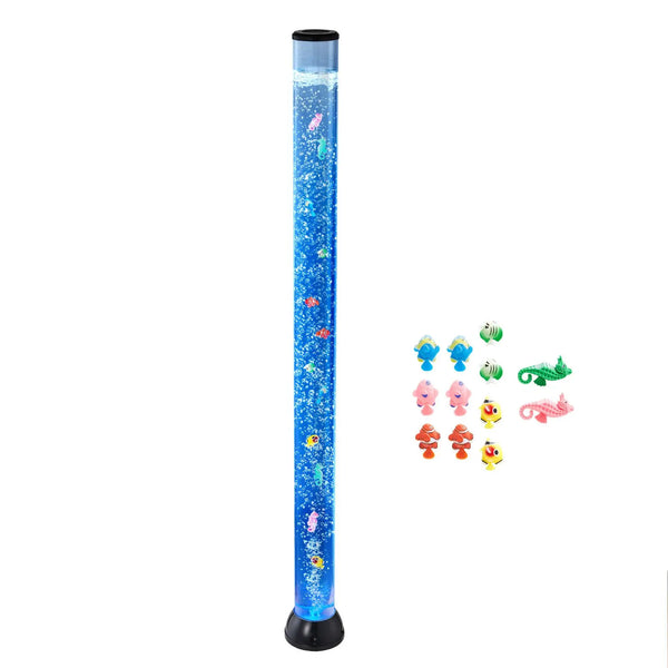 "Sensory Aquarium Lamp 5 ft Bubble Fish Tube with 10 Floating Fish & 16 Color Effects Remote Control"