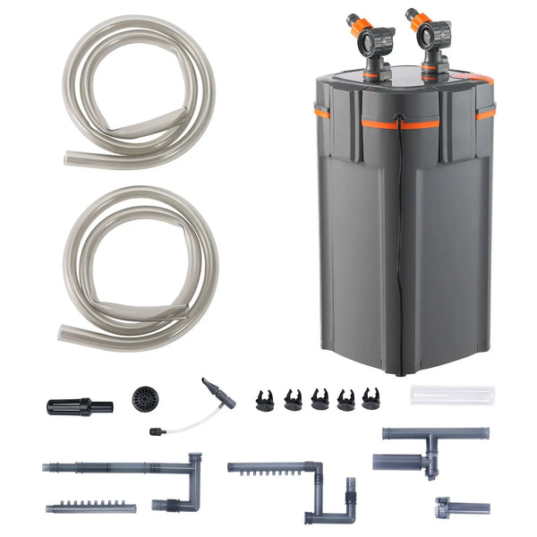 Ultra Quiet 317GPH 4-Stage Canister Aquarium Filter 100 Gallon Internal UV Protected Submersible Filter 50W Power 10L Volume
