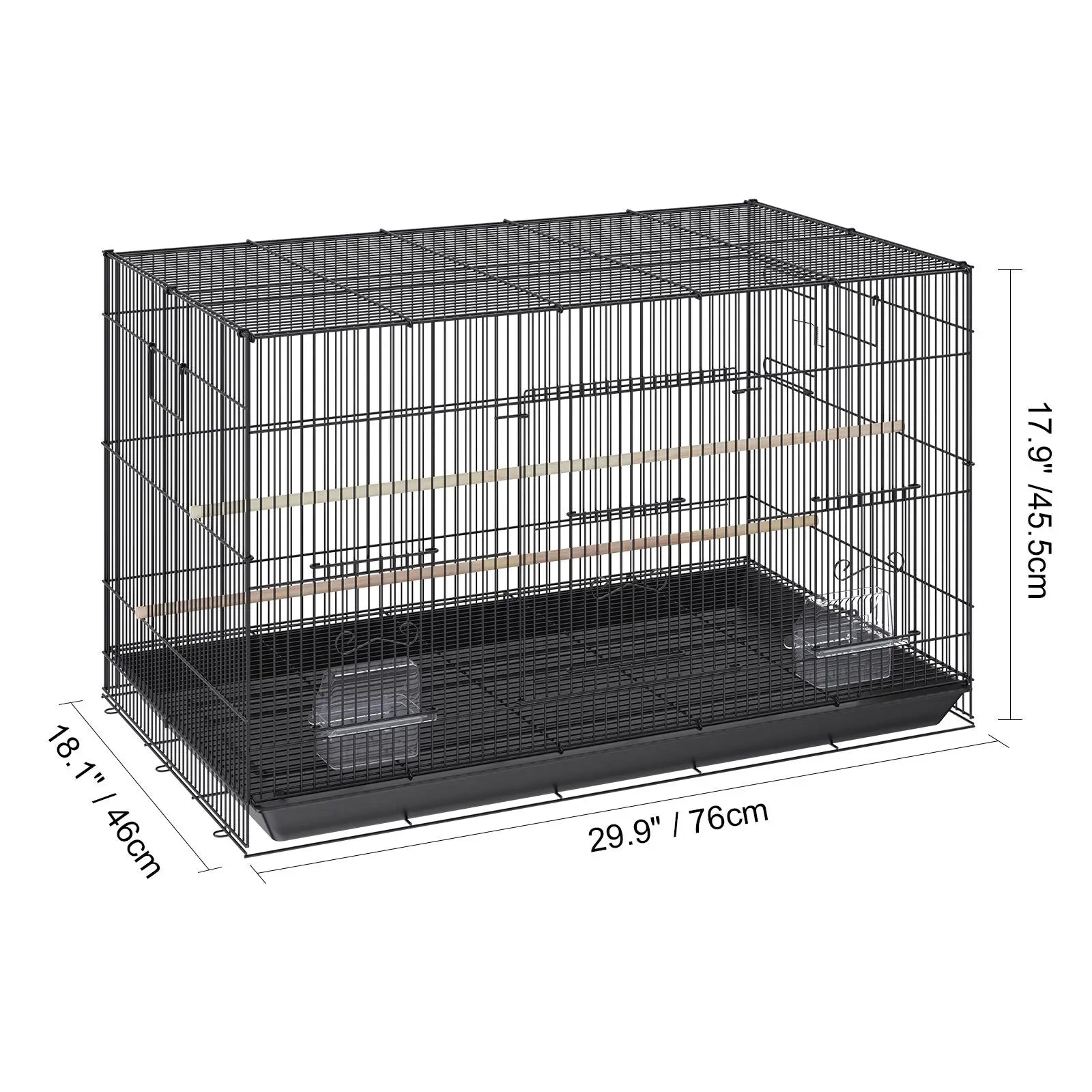 "30 Inch Steel Bird Cage for Parakeets Cockatiels Budgies Lovebirds & Canaries Easy Rollaway Pack of 1"