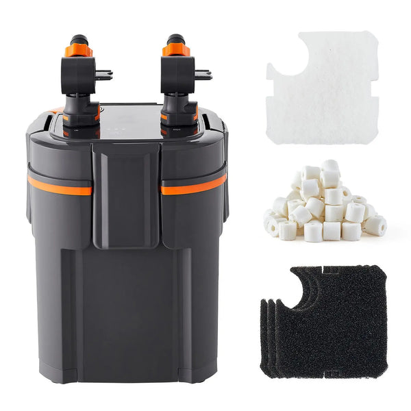 "224.5GPH Customizable Canister Filter with 2-Stage External Aquarium Light & Powerful Pump for Water Circulation Cleaning"