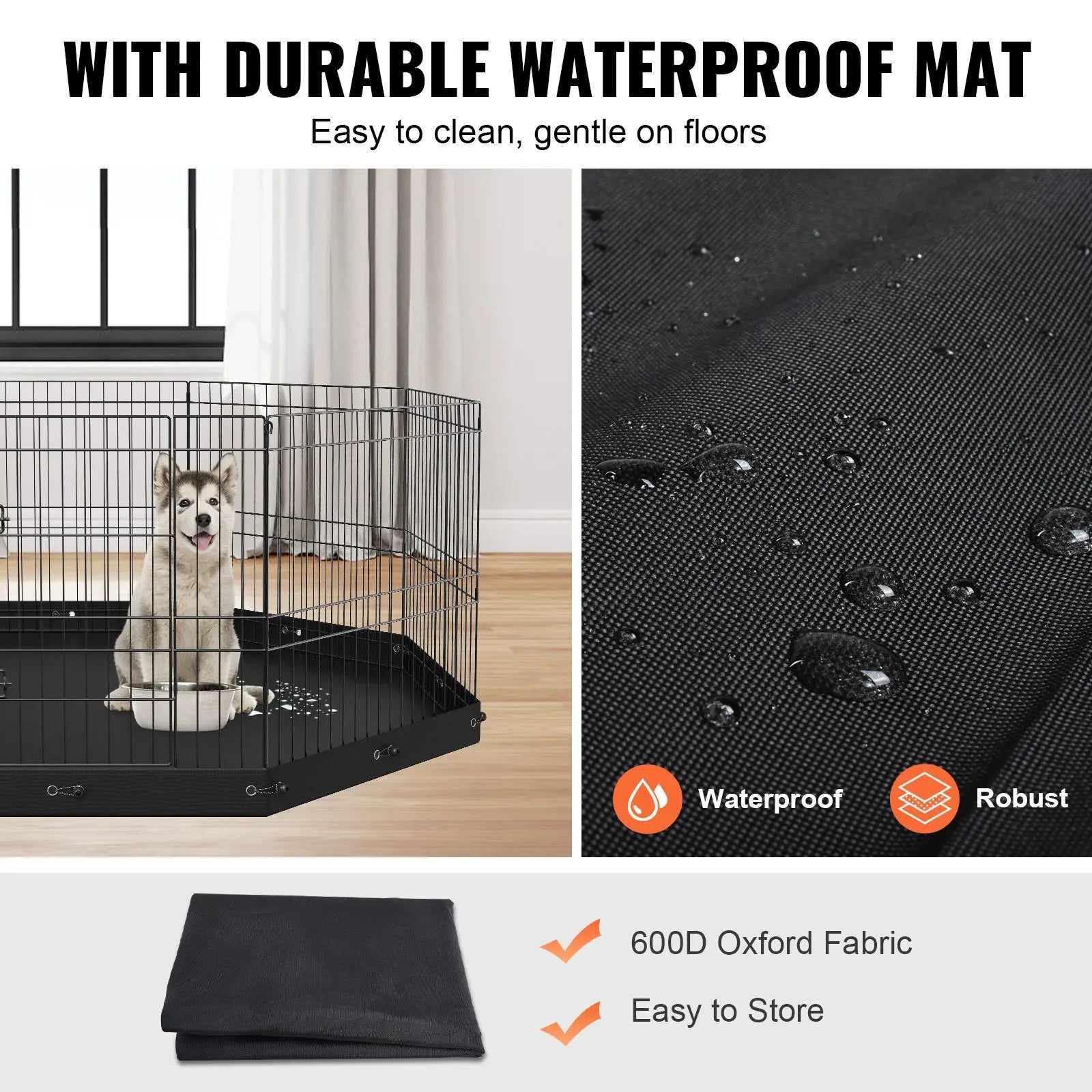 8-Panel Foldable Metal Dog Playpen 24\" H Pet Fence Solid Pattern for Cats Kennel with Ground Stakes Included