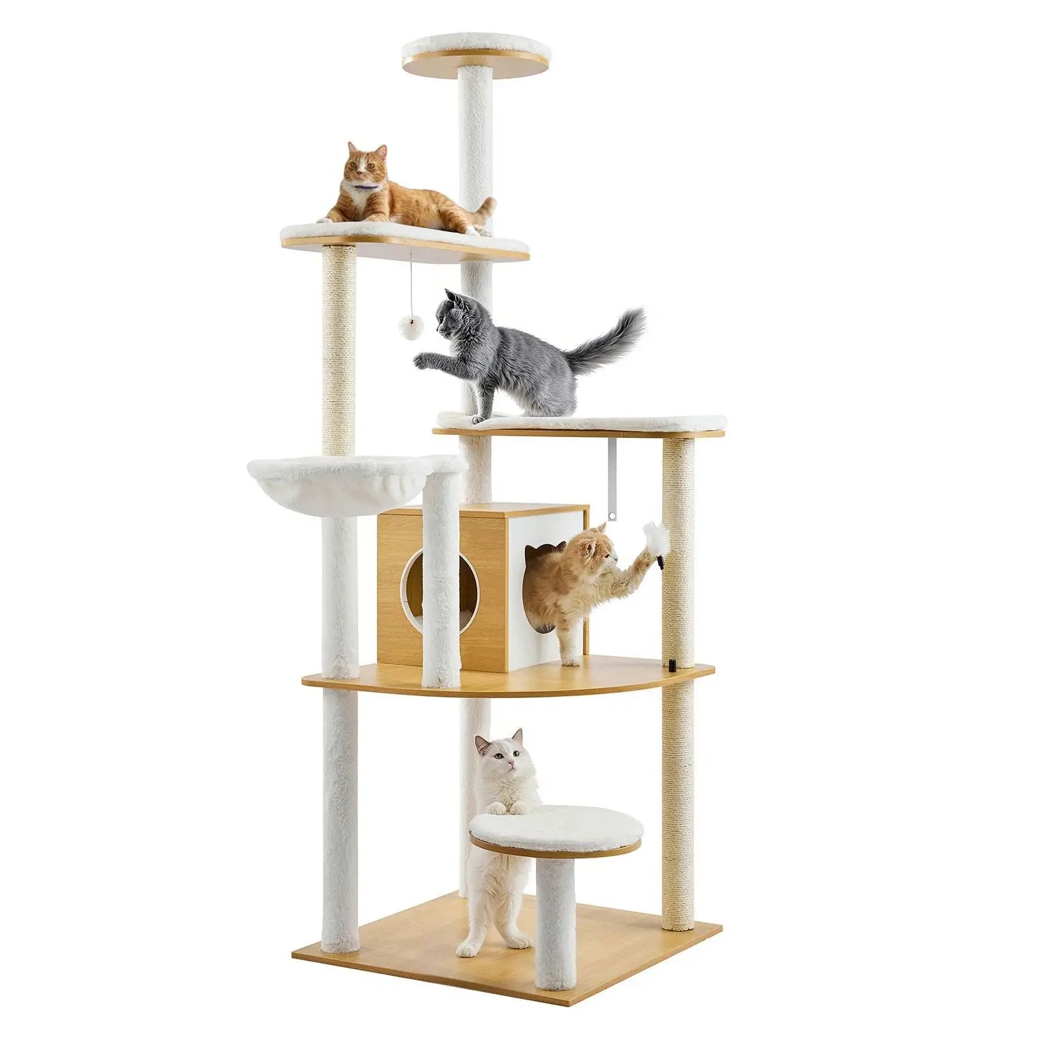 Large 68.9-Inch Tall Cat Tree Tower Multi-Level Cat Condo Furniture Cozy Perches Sisal Scratching Activity Center Carton Packing