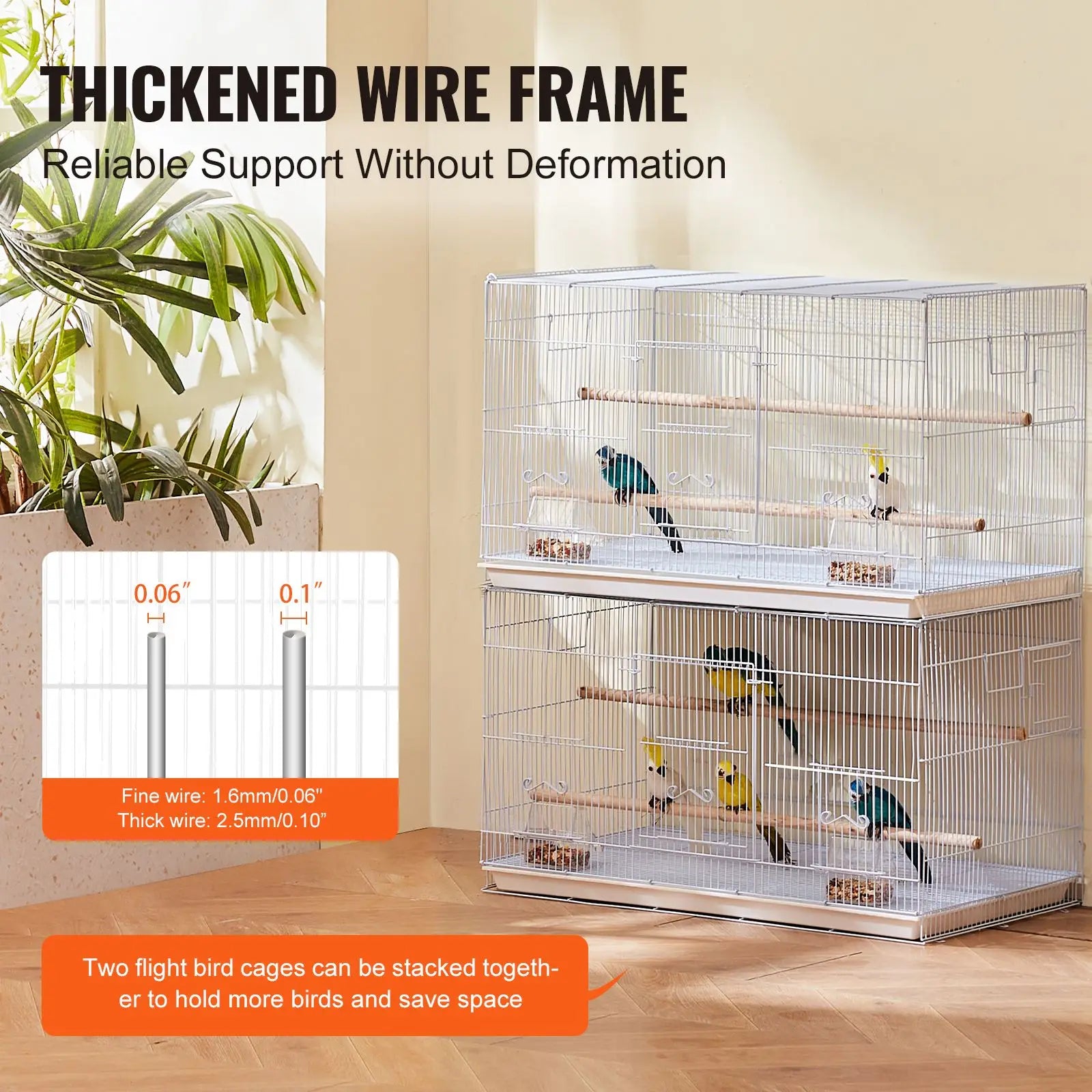 30-Inch Steel Flight Bird Cage Stackable Design for Small Parrots Canaries Cockatiels Lovebirds Finches Budgies Macaws Pe