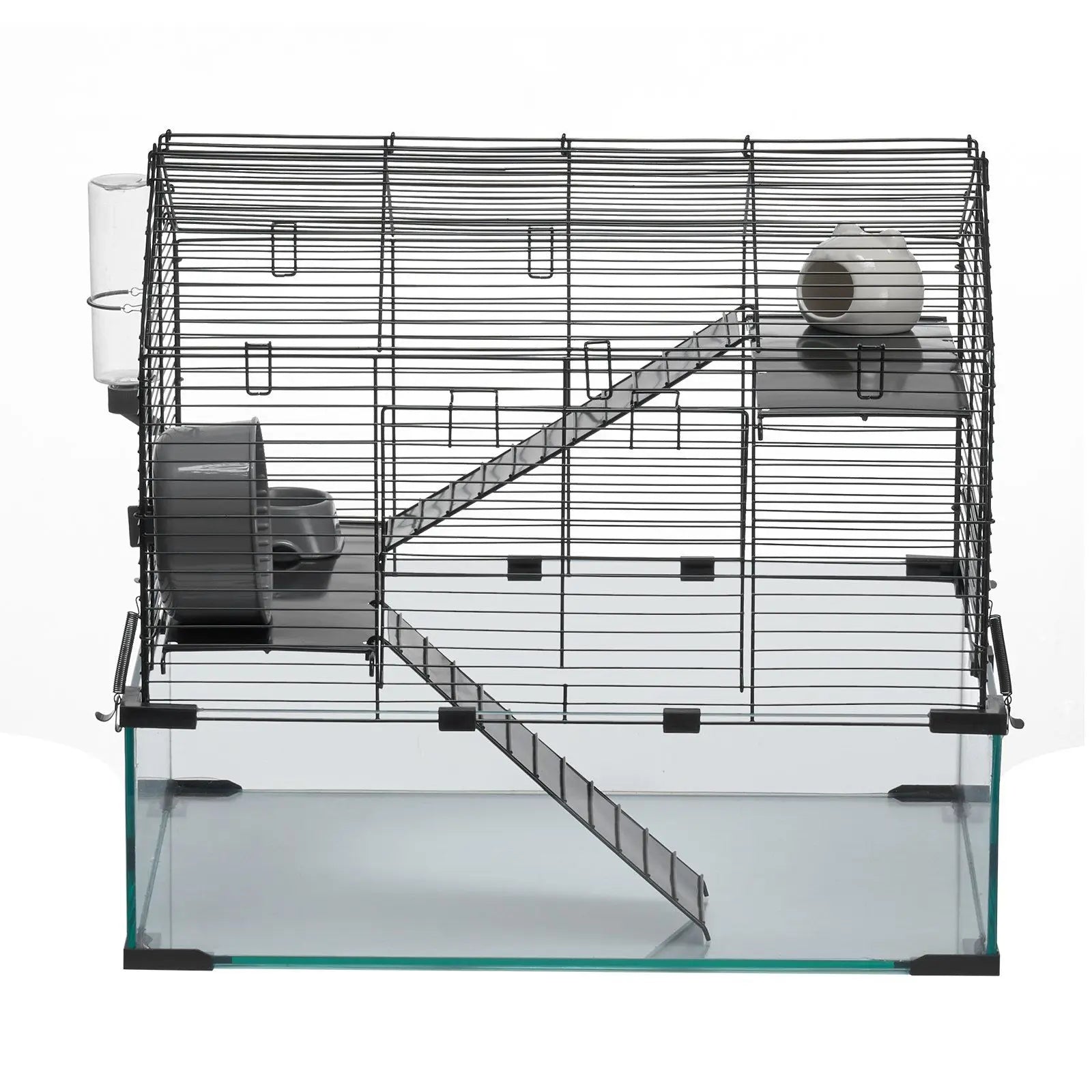 Pet Mouse Cage 20x25 Inch Steel Wire Frame Transparent Base For Rats Guinea Pigs Small Animal Housing Modern Design