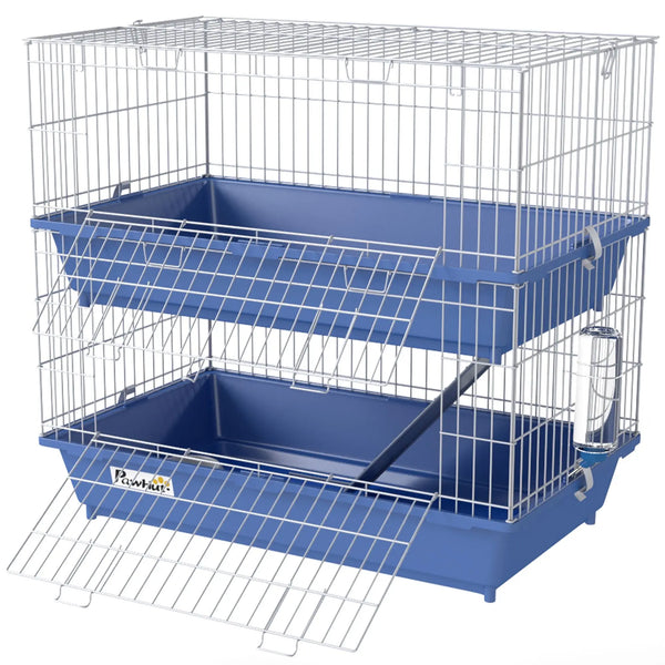 2-Tier Small Animal Cage XL Size for Guinea Pigs Ferrets Chinchillas Deep Bottoms Ram Durable Acrylic Indoor Dish Bottle 2 Doors