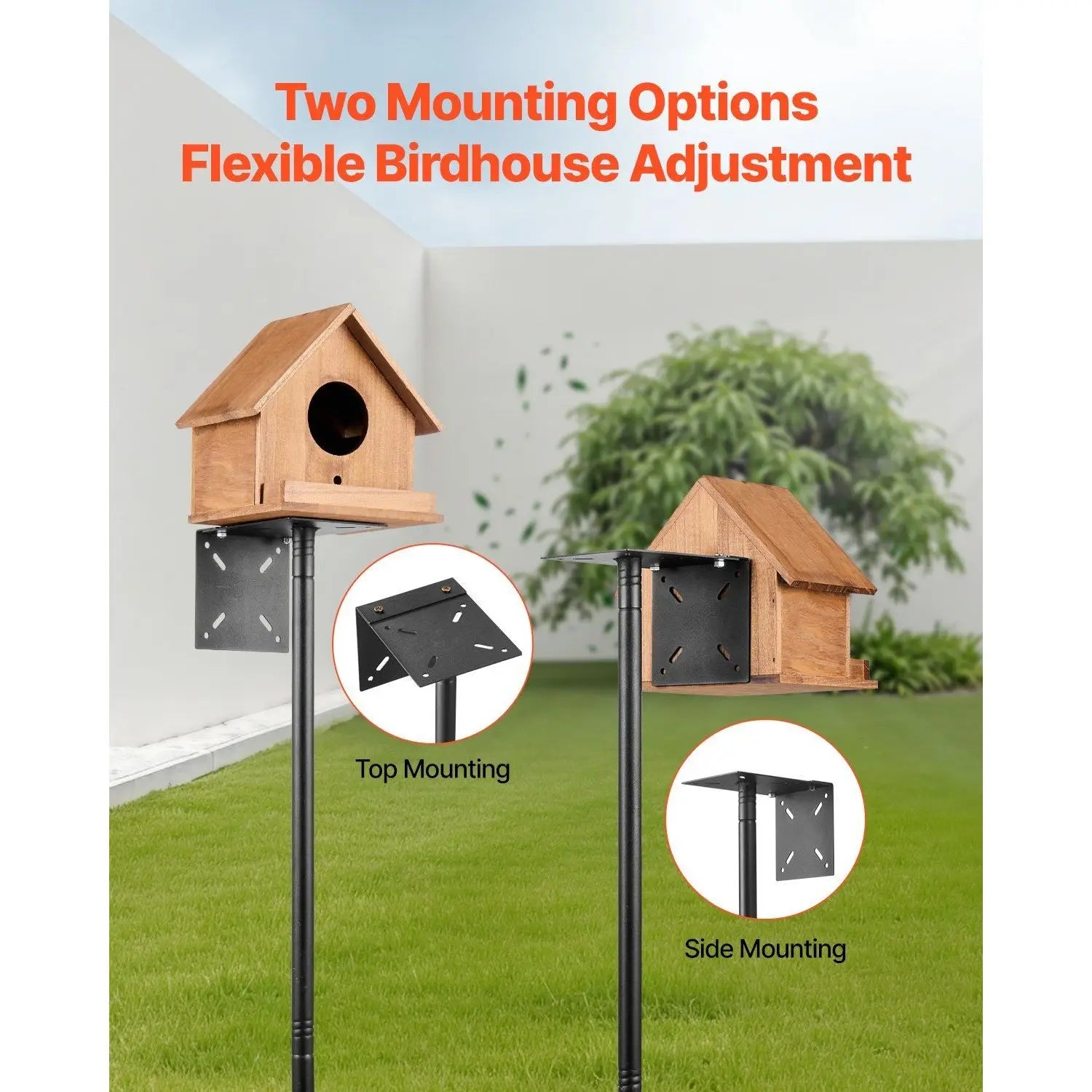4-Hook 92-Inch Wild Bird Feeder Stand Pole 31/32 Inch Diameter Bird House Hanging Hooks Squirrel Proof Bird Feeding Station Kit