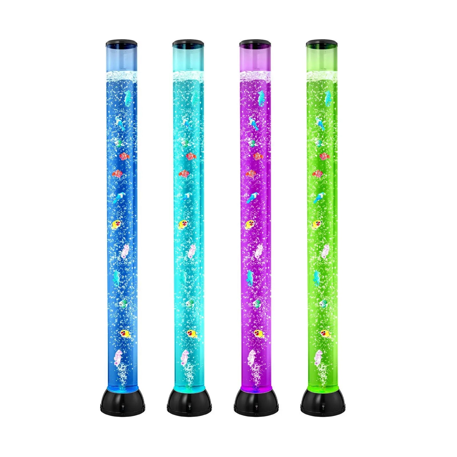 4 Ft Sensory Bubble Fish Tube 10 Floating Fish 16 Color Effects Remote Control Aquarium Light Tube Lamp Model D0100X32WQX