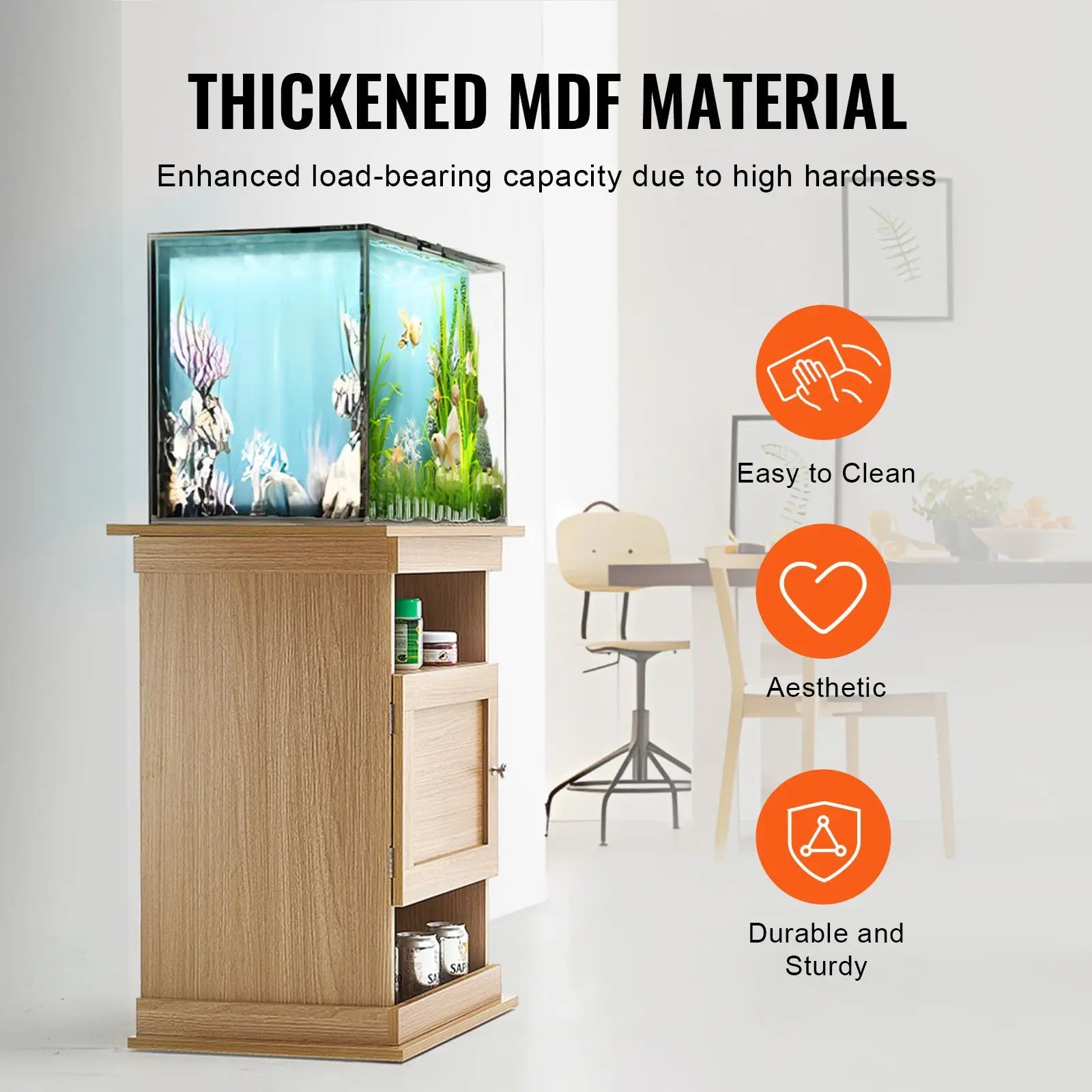 20-Gallon Aquarium Stand 167.6 Lbs Load Capacity 25.2 X 15.7 X 28.3 MDF Fish Reptile Tank Stand Office Suitable Turtle Tank
