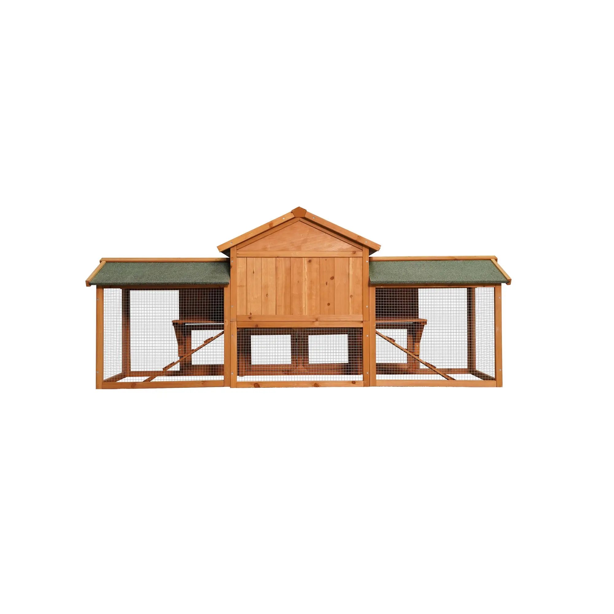79.5\" Extra Large Bunny Cage Two Runs House Small Animal Habitats Waterproof Roof Removable Tray for Guinea Pigs Hamsters