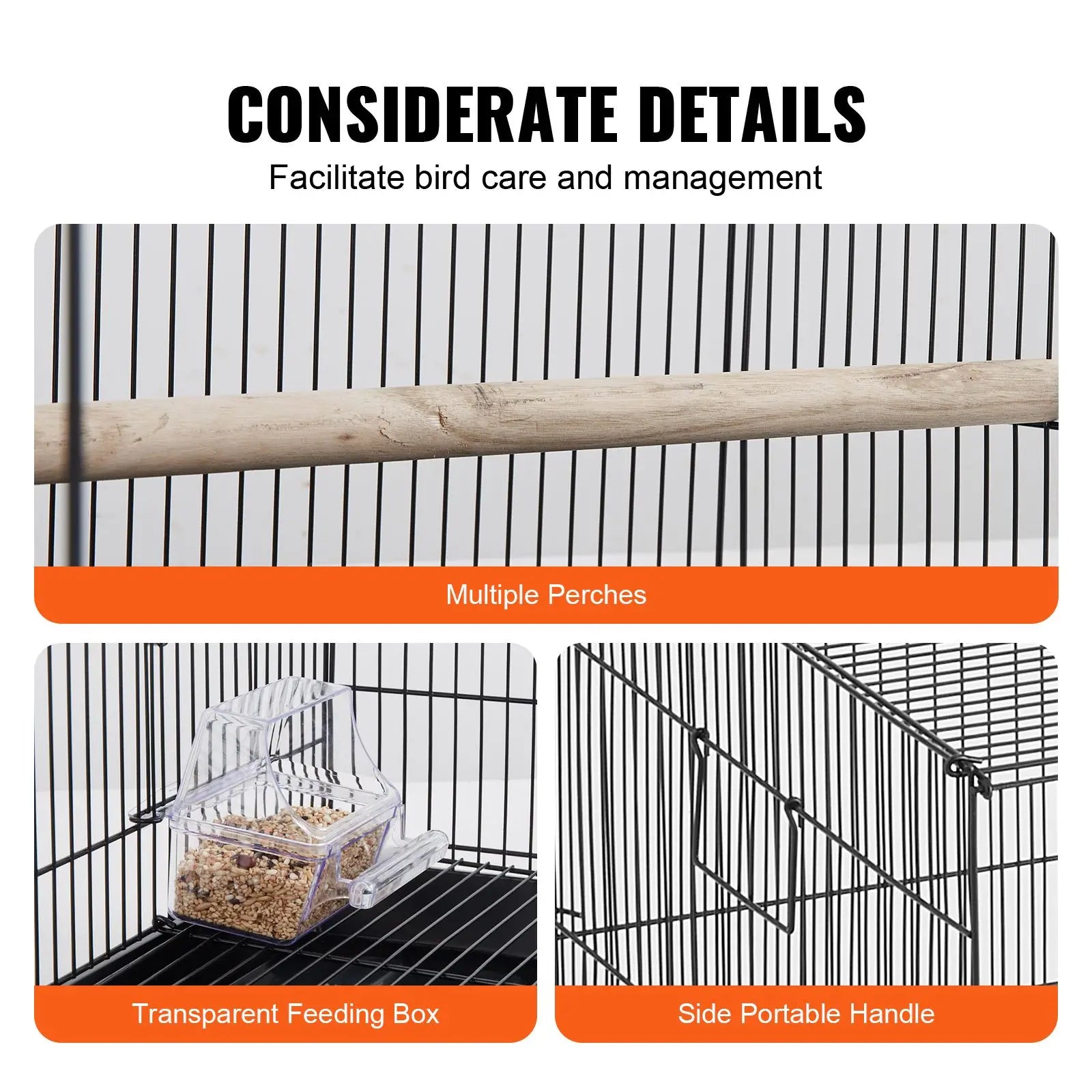 "30 Inch Steel Bird Cage for Parakeets Cockatiels Budgies Lovebirds & Canaries Easy Rollaway Pack of 1"