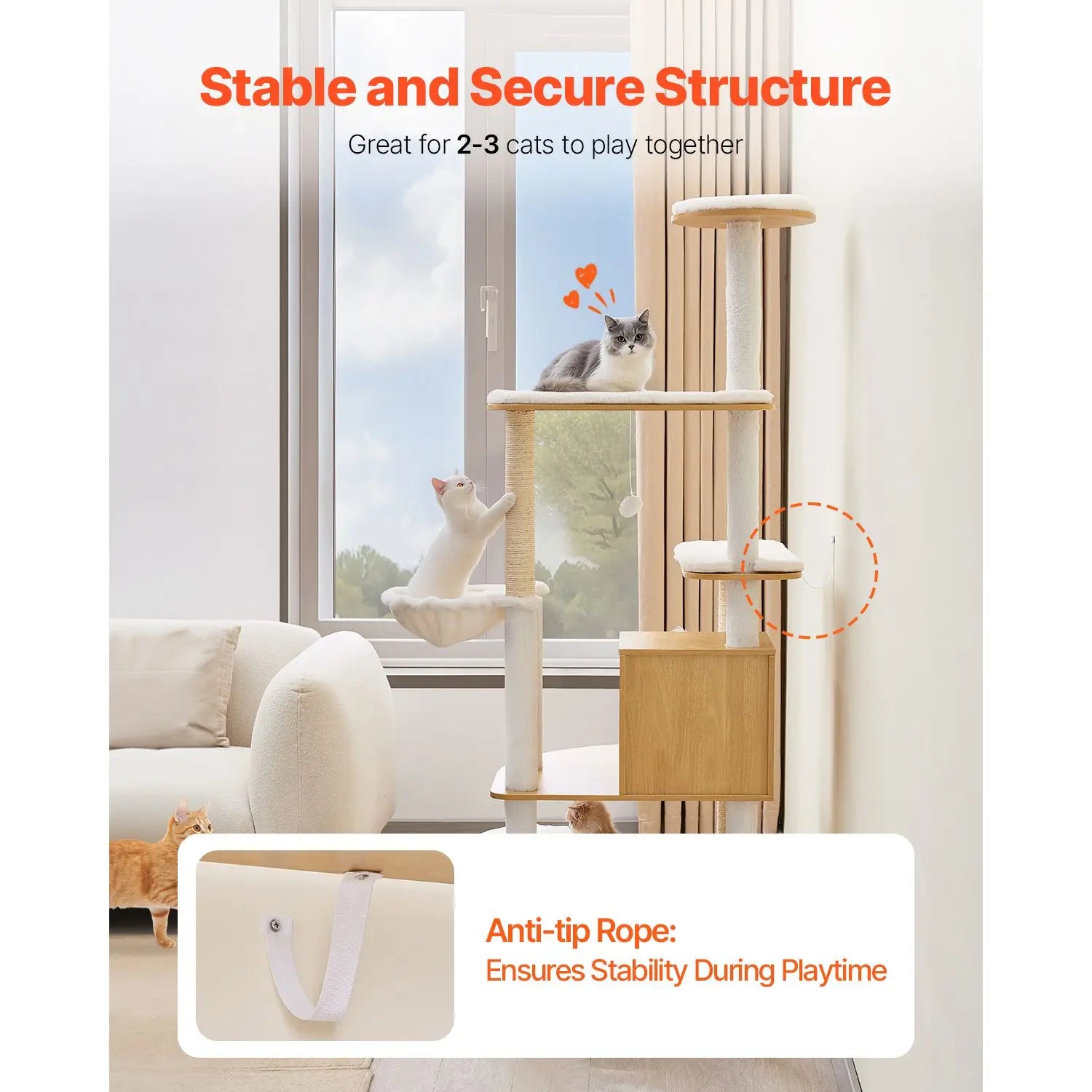 Large 68.9-Inch Tall Cat Tree Tower Multi-Level Cat Condo Furniture Cozy Perches Sisal Scratching Activity Center Carton Packing