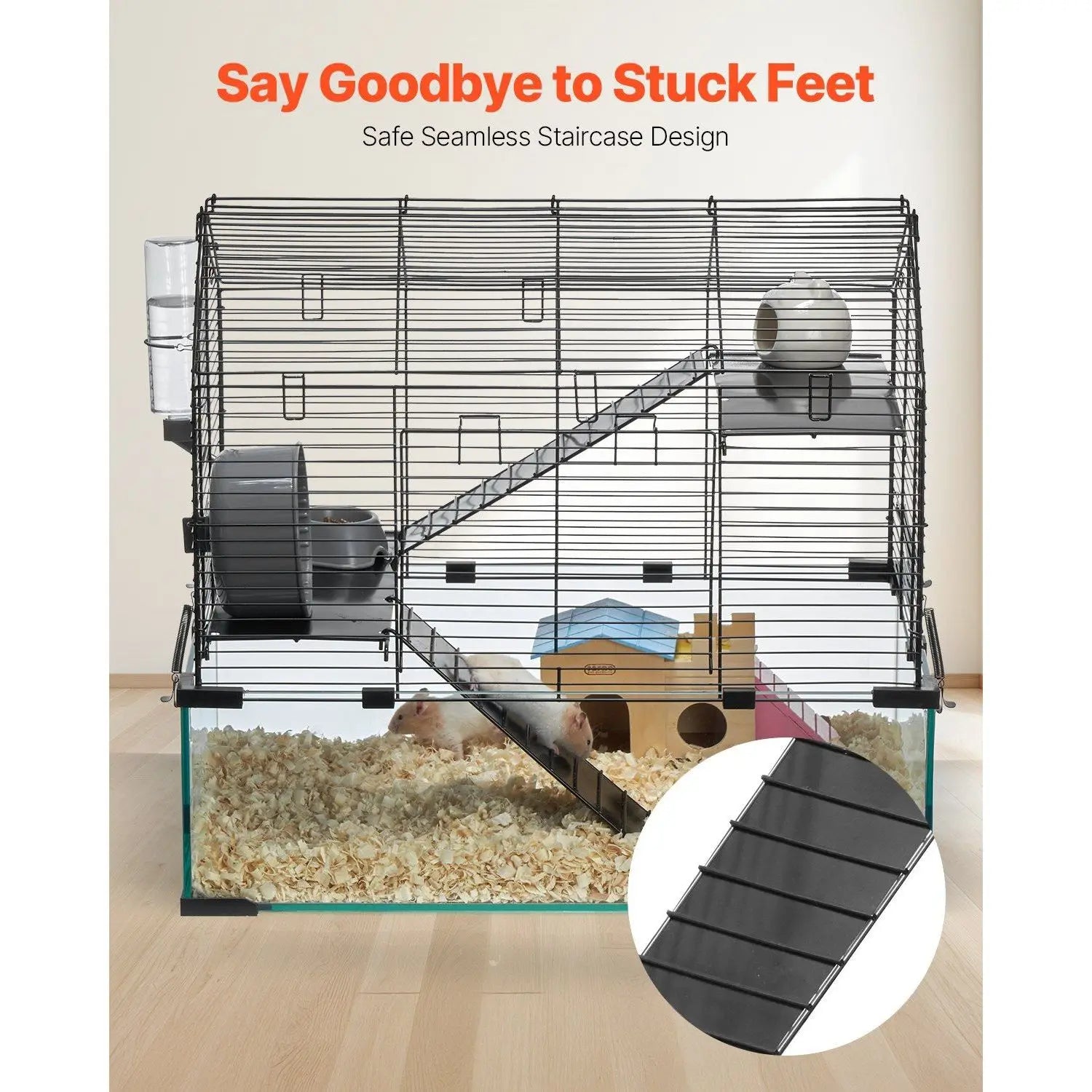 Pet Mouse Cage 20x25 Inch Steel Wire Frame Transparent Base For Rats Guinea Pigs Small Animal Housing Modern Design
