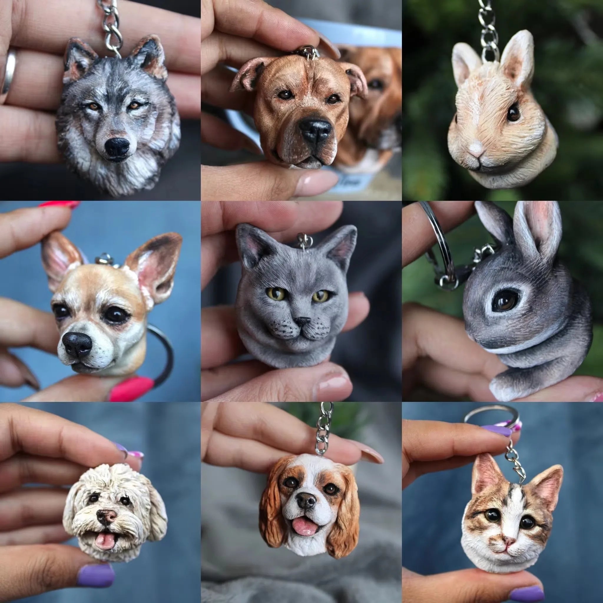 Custom 3D Pet Photo Jewelry Customized Dog Head Ornament Personalized Cat Gift Pet Full-body Portrait Sculpture Lover Gift Ideas