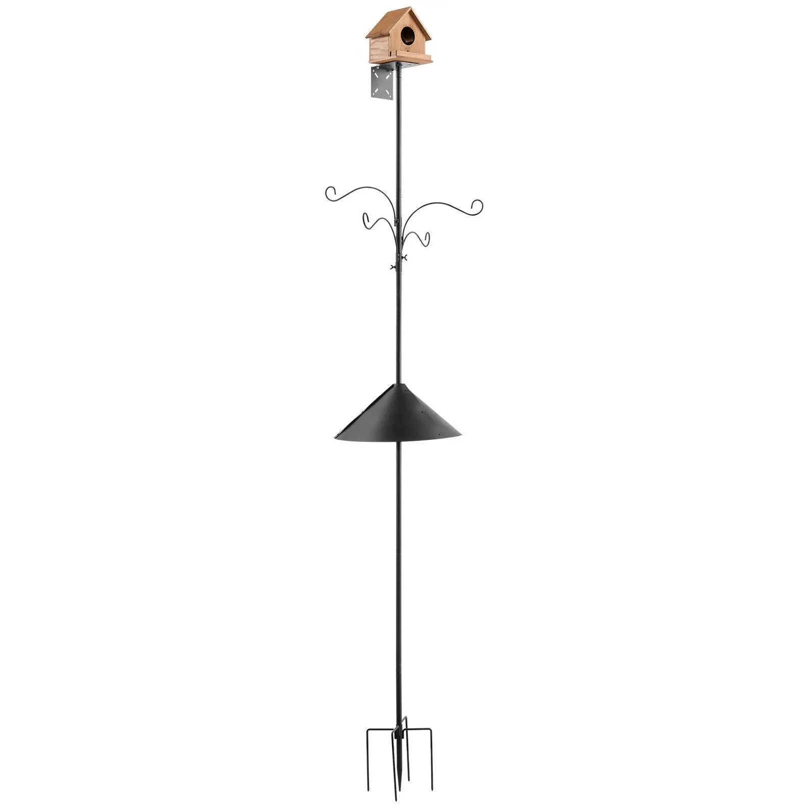 4-Hook 92-Inch Wild Bird Feeder Stand Pole 31/32 Inch Diameter Bird House Hanging Hooks Squirrel Proof Bird Feeding Station Kit