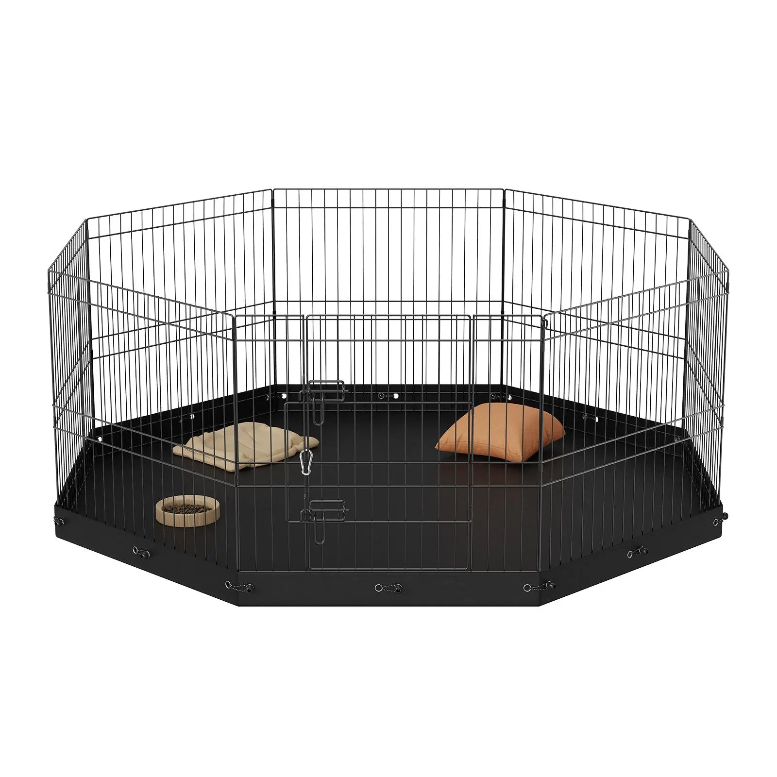 8-Panel Foldable Metal Dog Playpen 24\" H Pet Fence Solid Pattern for Cats Kennel with Ground Stakes Included