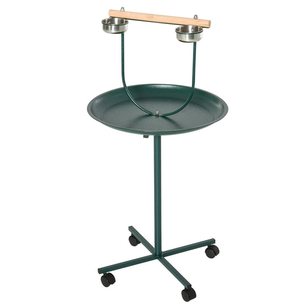 Durable 49 Bird Play Stand with Wheels Stainless Steel T Stand Training Playground Classic Metal Bird Cage with Perch Bowls