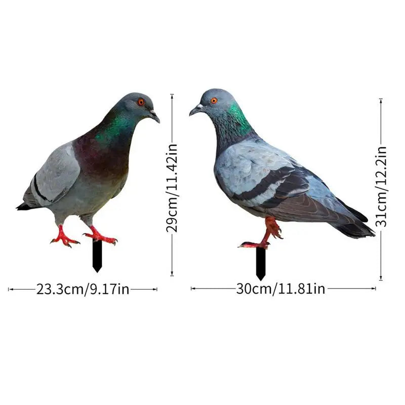 Pigeon Bird Decor 2X Realistic 2D Acrylic Pigeon Model Bird Stake Ground Plug Decorative Yard Art Bird Figurine For Courtyard