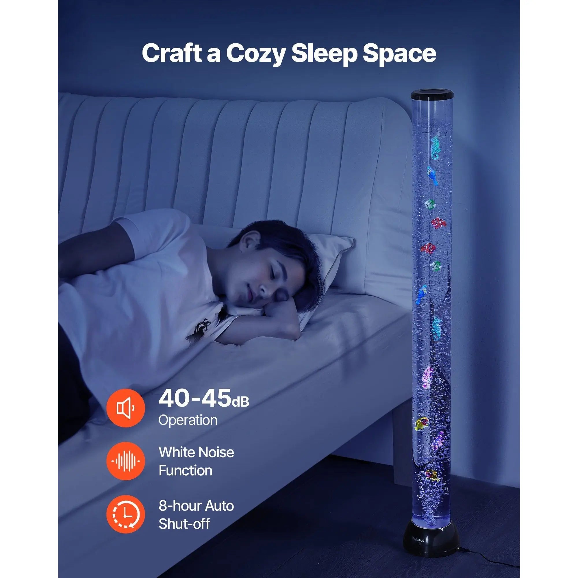 4 Ft Sensory Bubble Fish Tube 10 Floating Fish 16 Color Effects Remote Control Aquarium Light Tube Lamp Model D0100X32WQX