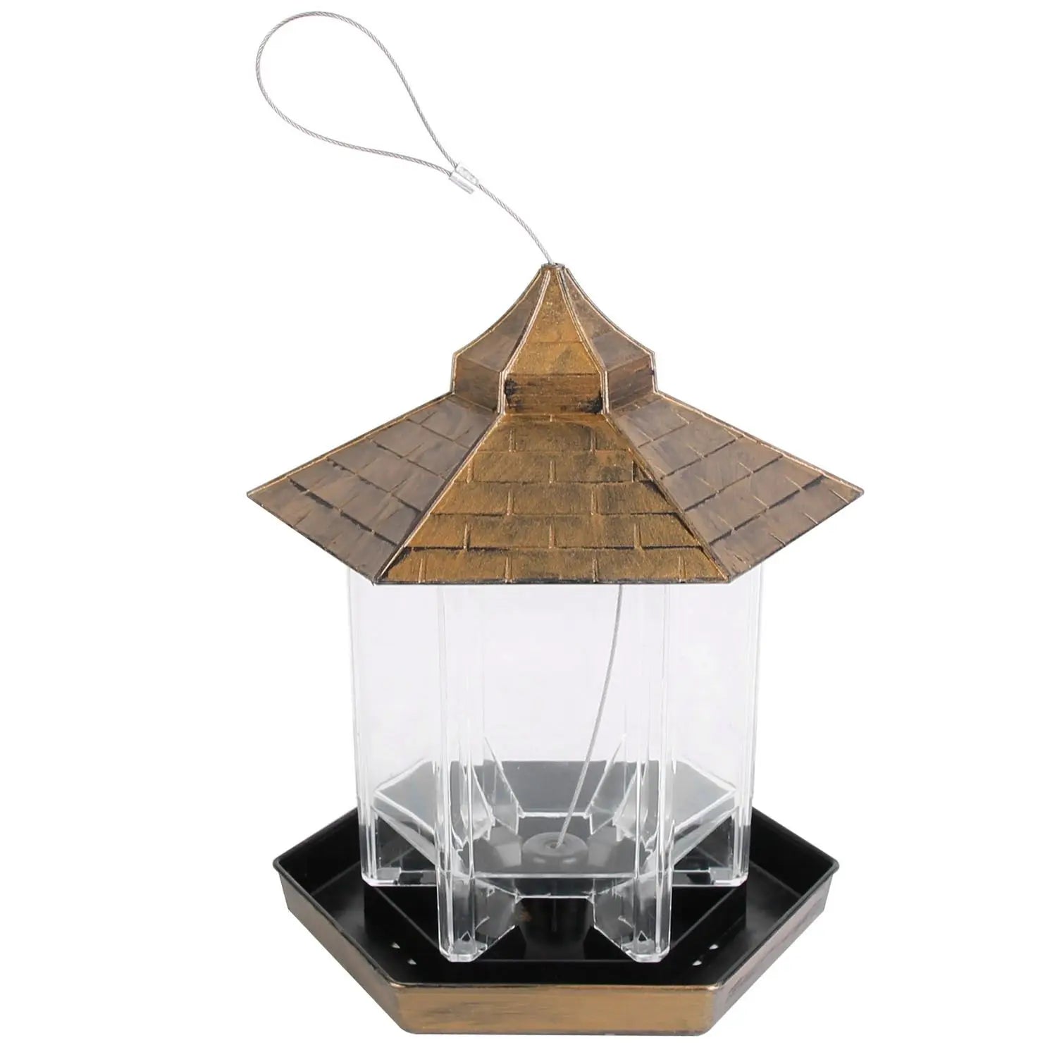 Large Capacity 6-Port Hanging Gazebo Wild Bird Feeder Weatherproof Outdoor Bird Seed Station for Garden Patio Park Bird Supplies