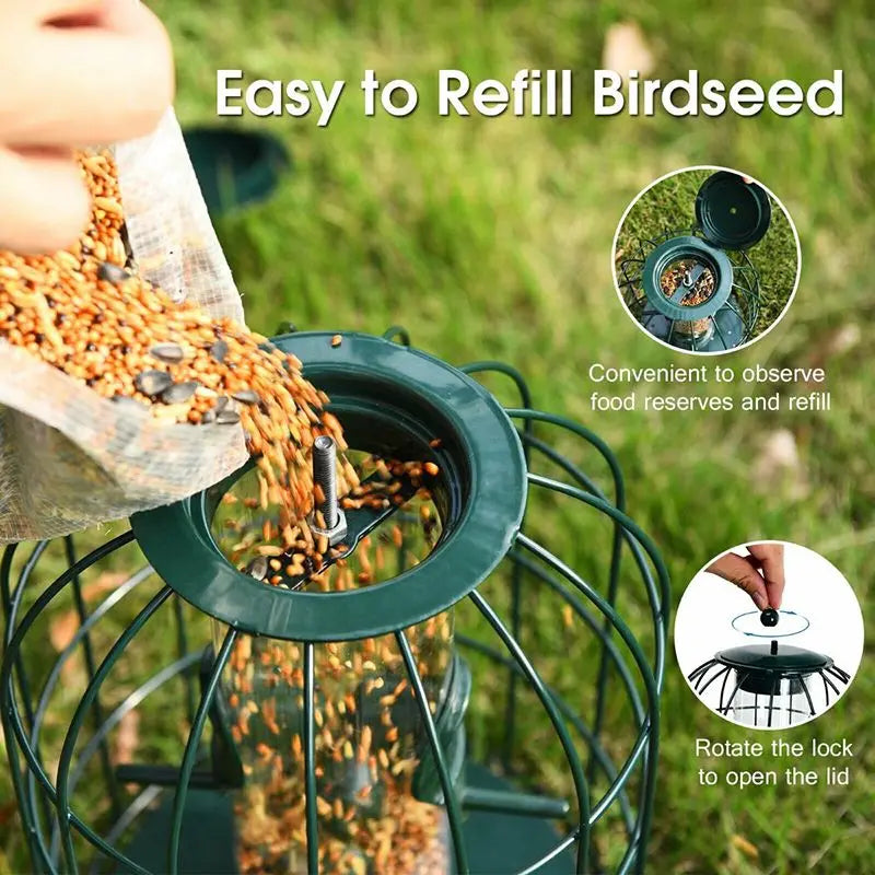Squirrel-Proof Outdoor Metal Wild Bird Feeder with Tube & Seed Guard Deterrent for Outdoor Use Bird Supplies Product Category