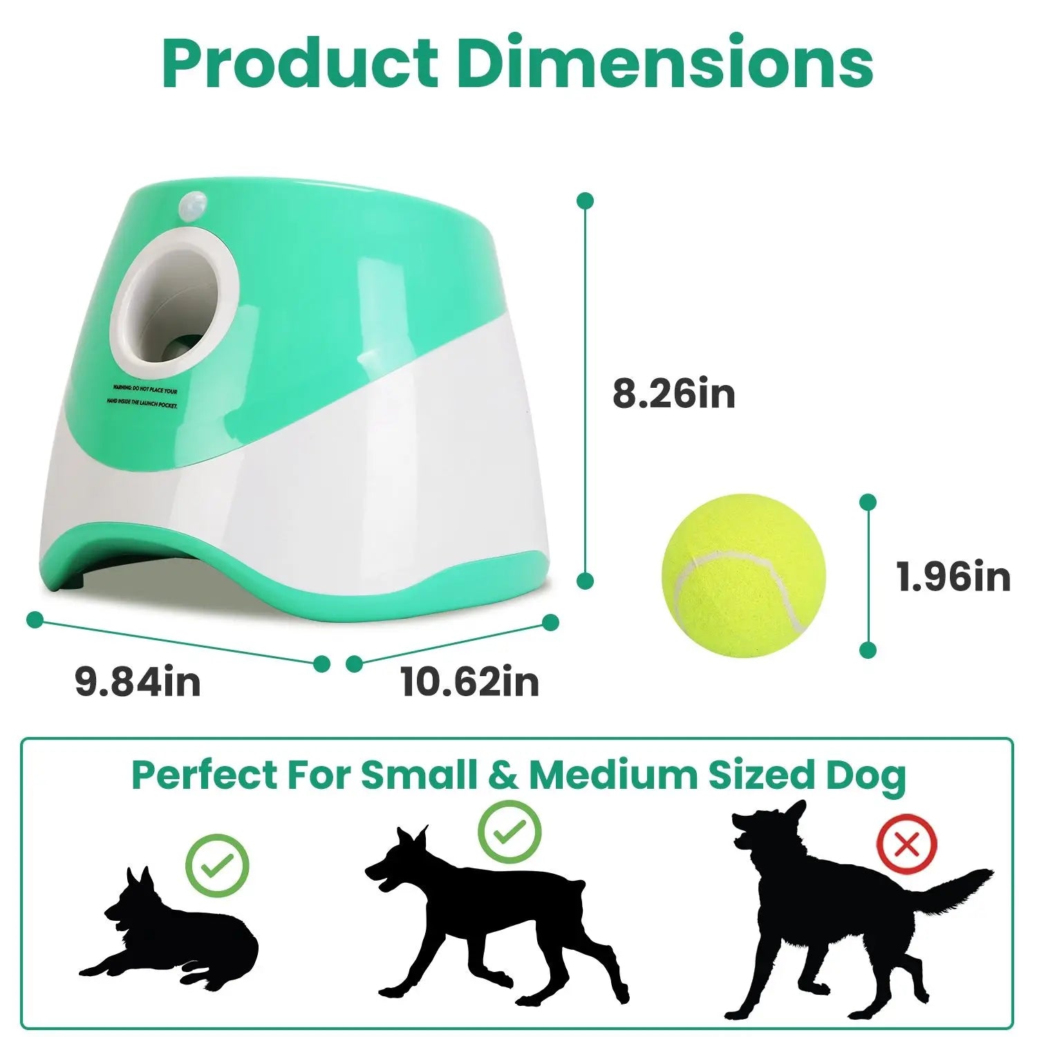 Automatic Green Dog Ball Launcher 6 Tennis Balls 3 Adjustable Launch Distance Interactive Fetch Machine Pet Movement Toys