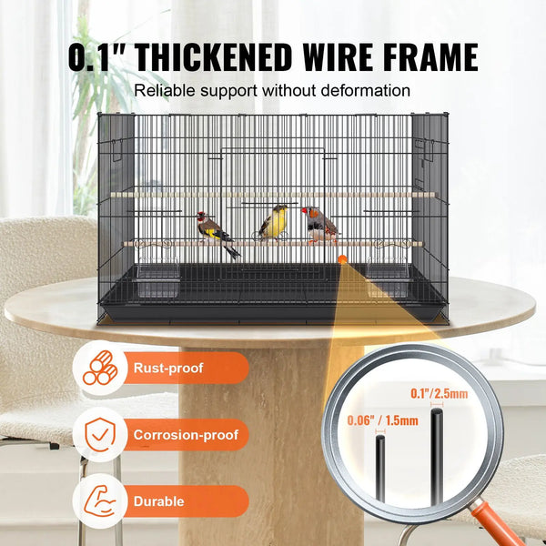 30-Inch Metal Bird Cage for Breeding for Parakeets Cockatiels Budgies Lovebirds Canaries Rollin Pet Bird Cage