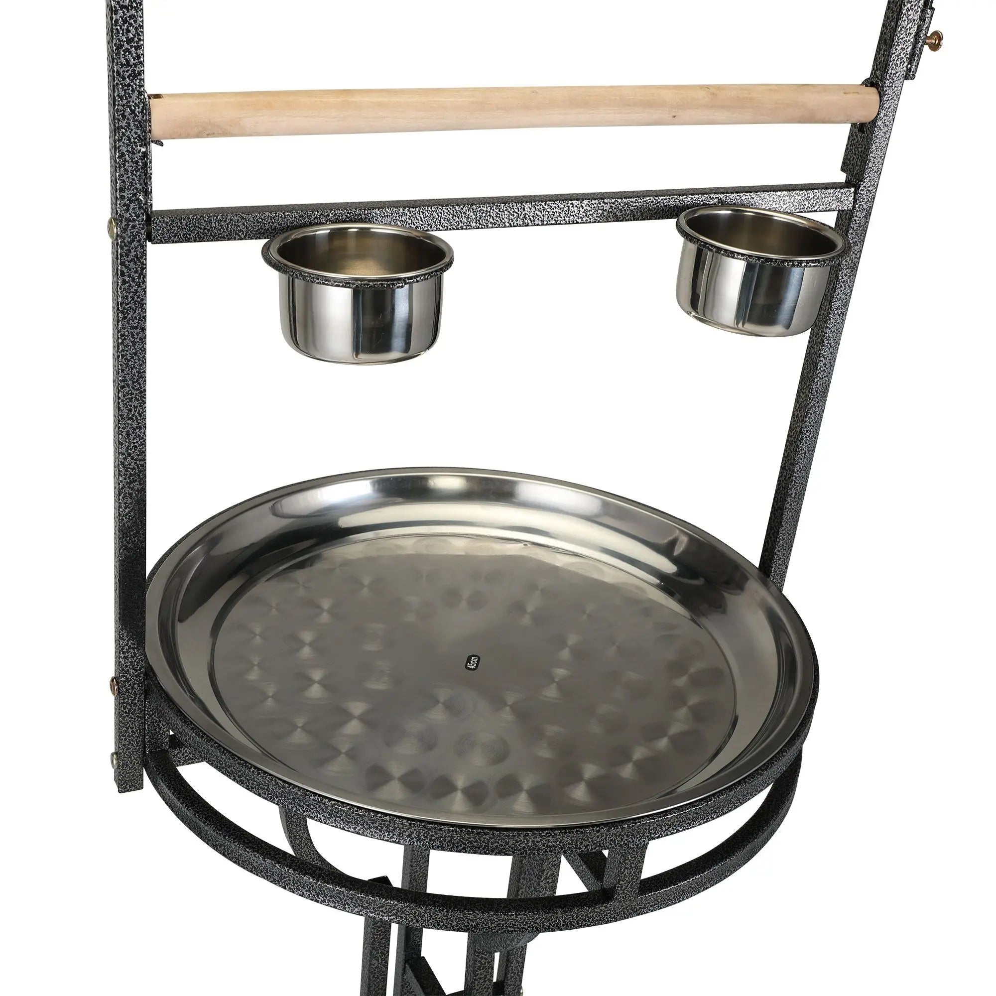 Black XH Bird Stand Rack with Solid Wood Perch Feeding Bowls Waste Tray Toy Hook Includes Casters-Bird Supplies