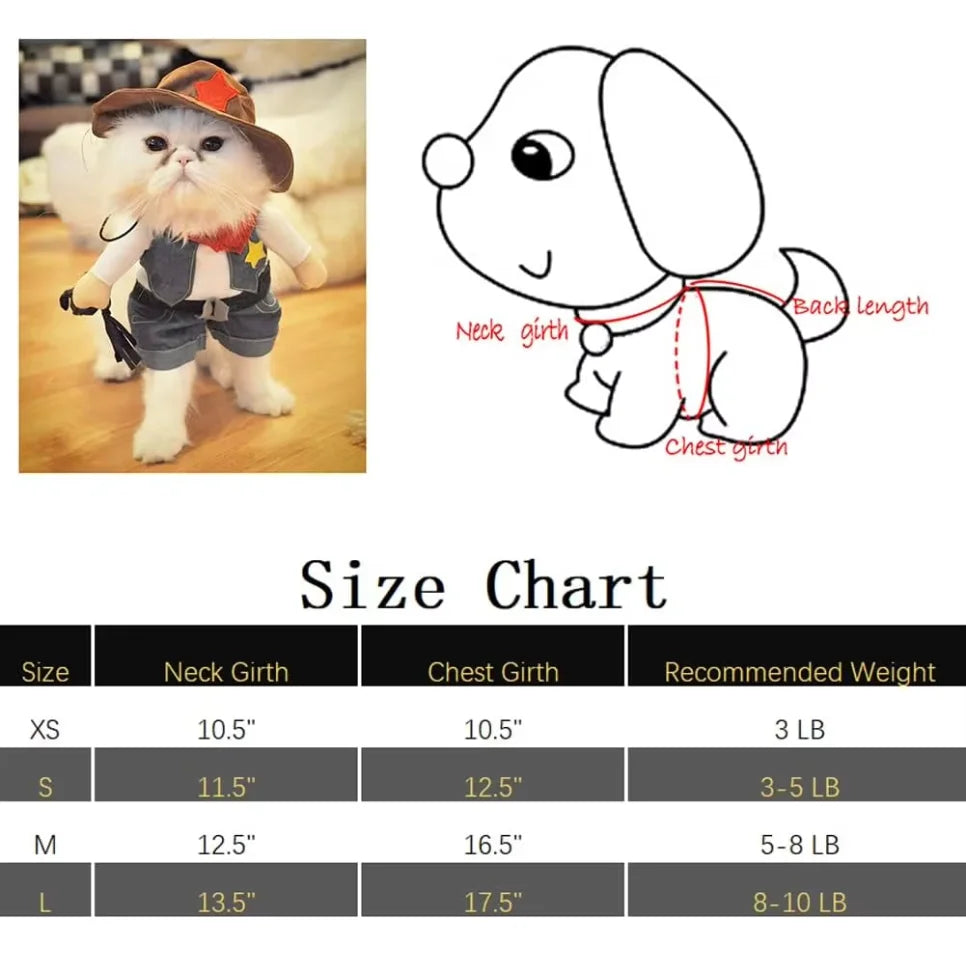 Funny Pet Dog Cat Halloween Costume Dog Cowboy Clothes Pet Dog Costumes for Small Dogs Cosplay Cat Accessories