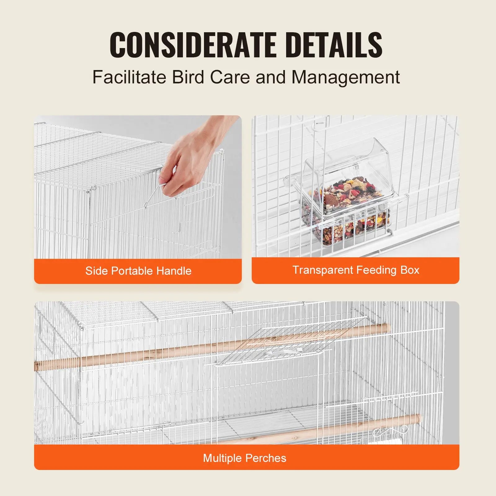 30-Inch Steel Flight Bird Cage Stackable Design for Small Parrots Canaries Cockatiels Lovebirds Finches Budgies Macaws Pe